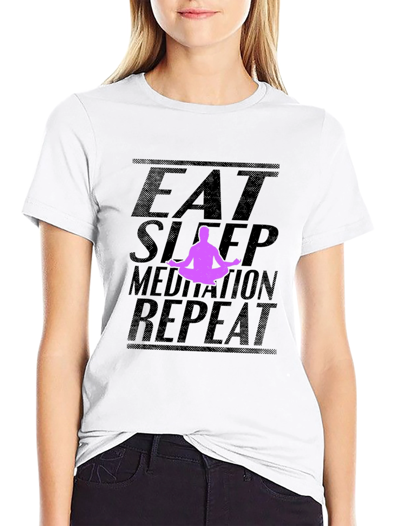 Eat Sleep Meditation Repeat Black T-Shirt