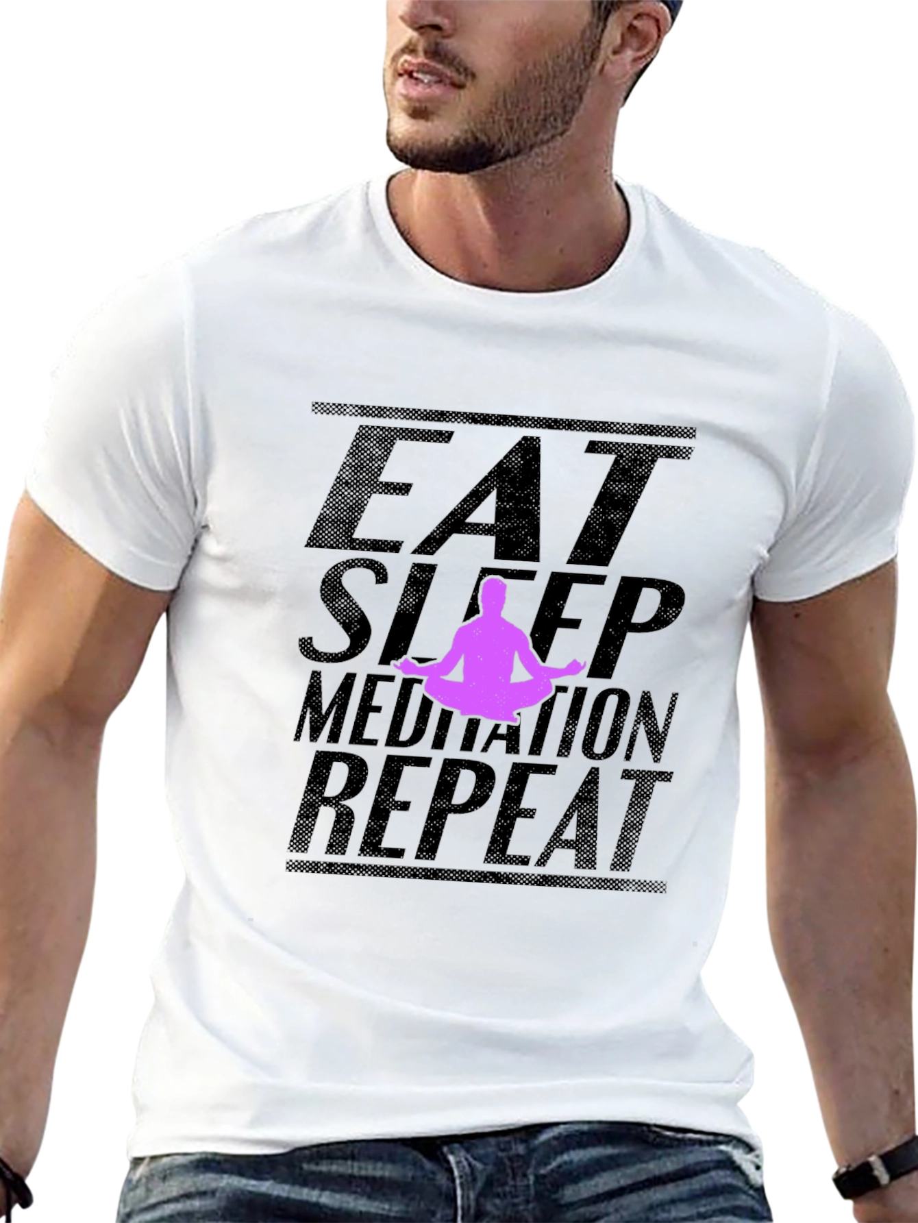 Eat Sleep Meditation Repeat Black T-Shirt