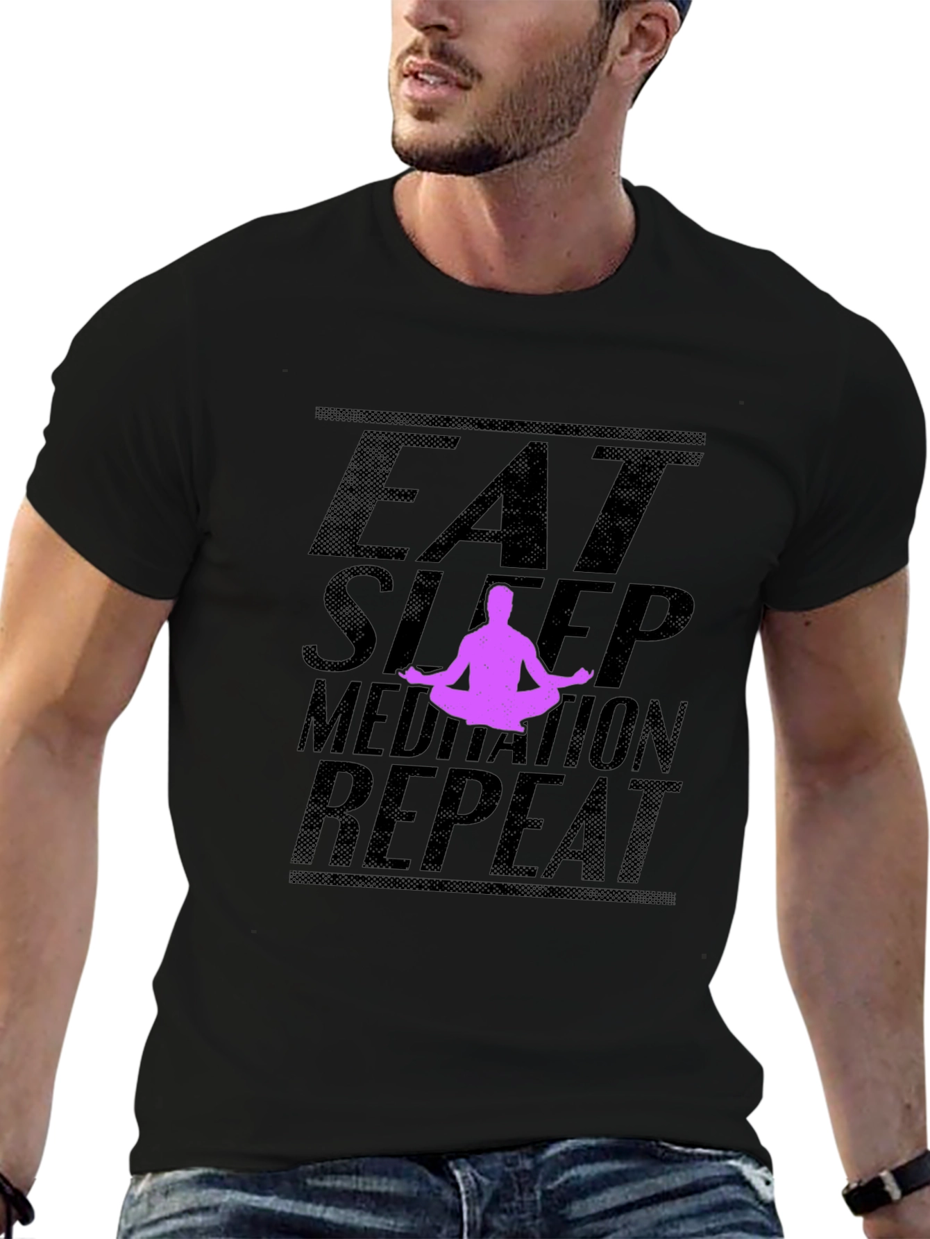 Eat Sleep Meditation Repeat Black T-Shirt