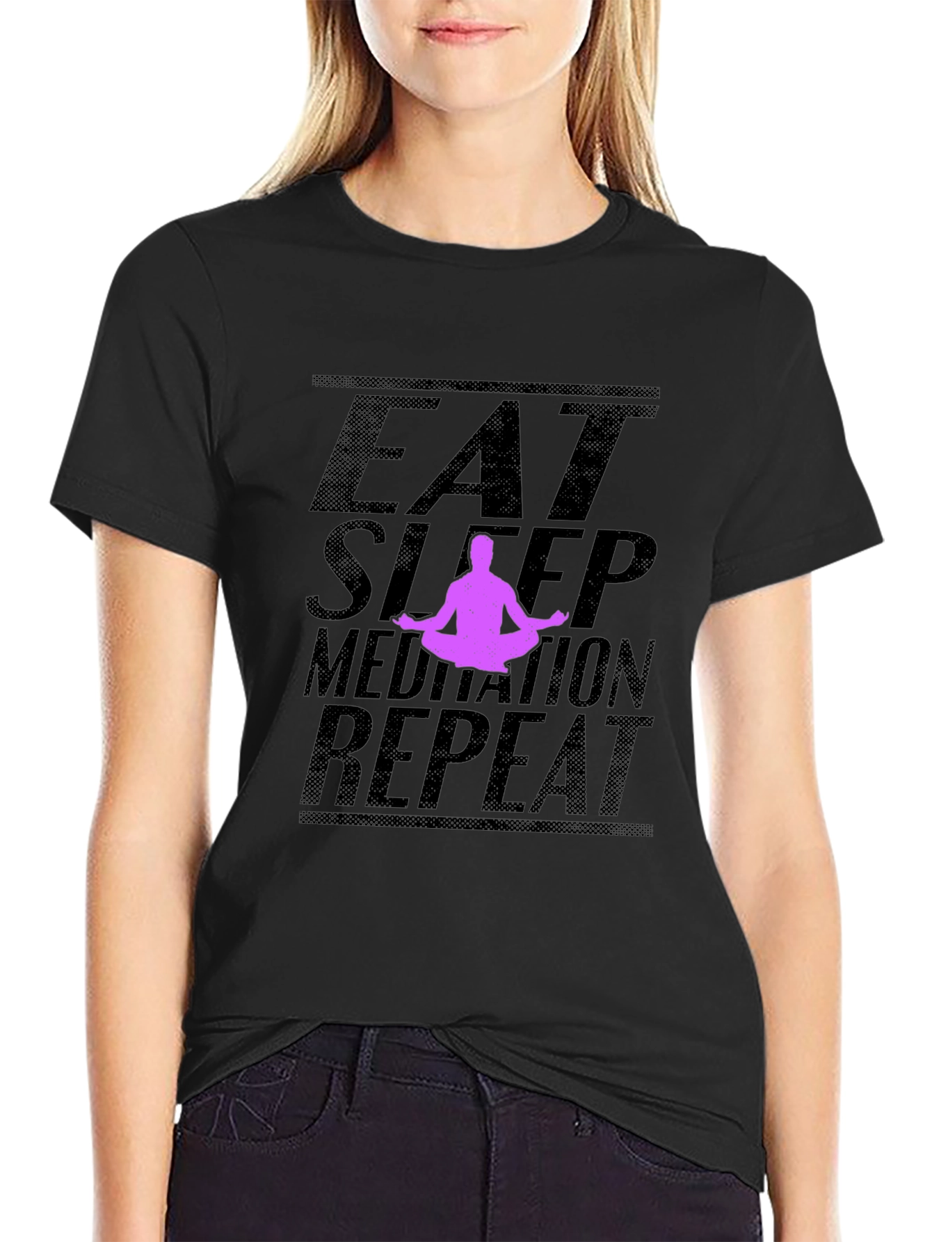 Eat Sleep Meditation Repeat Black T-Shirt
