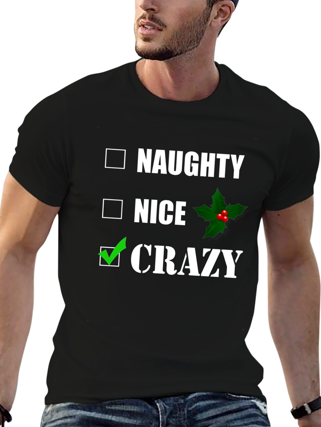 Naughty Nice Crazy T-Shirt - Funny Holiday Tee