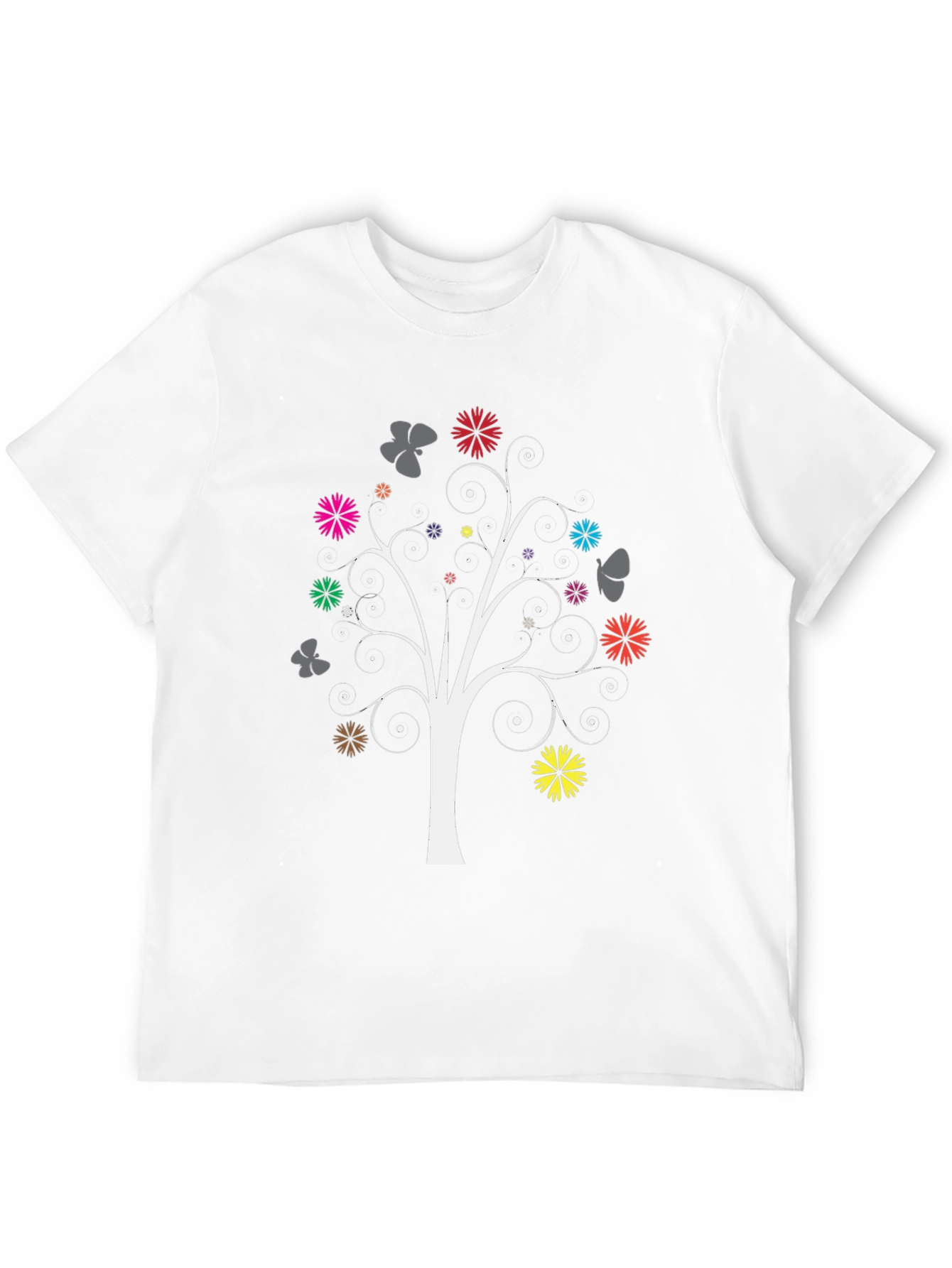 Floral Tree Graphic Tee - Black Cotton Blend