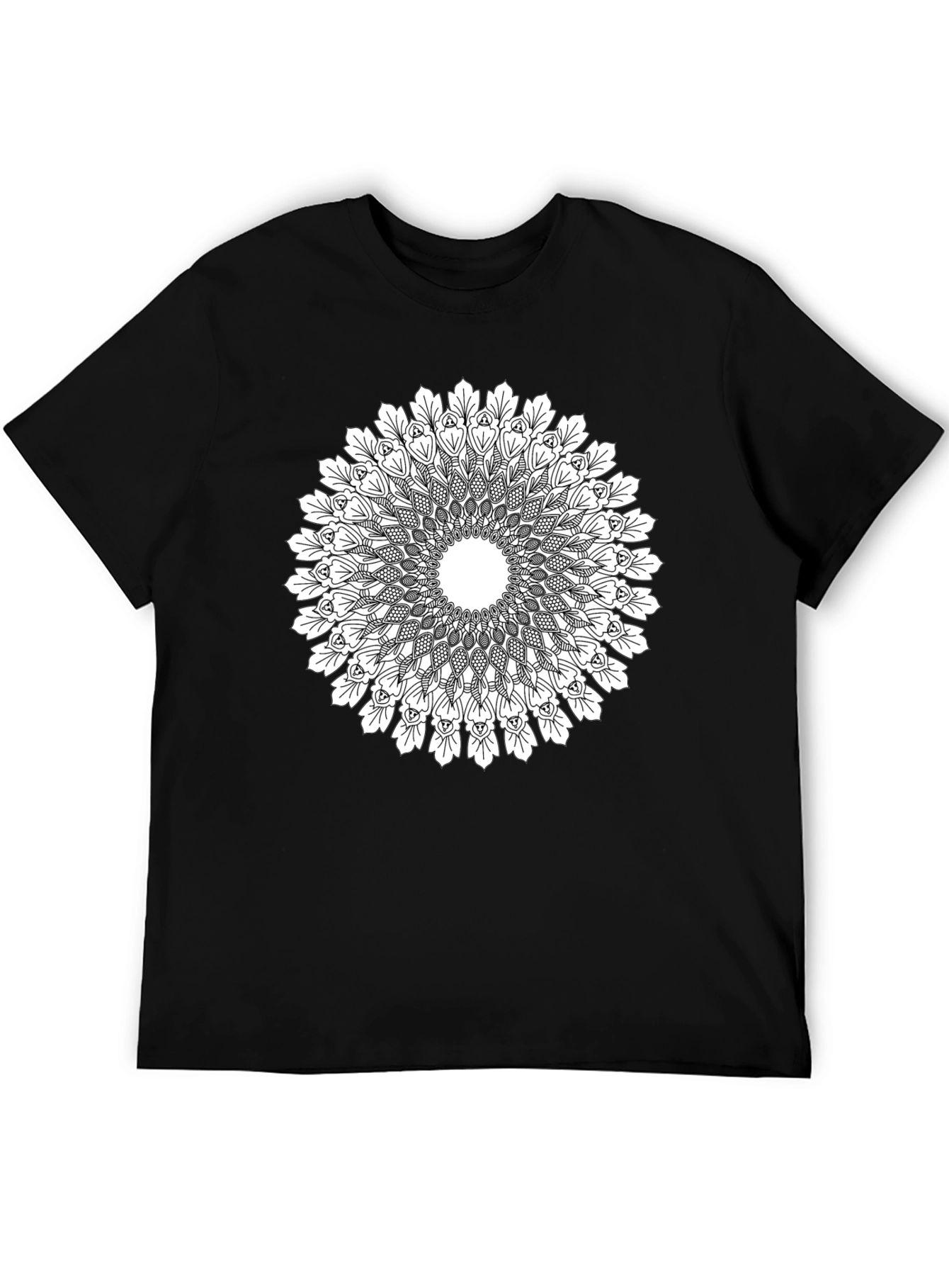 Mandala Print Black T-Shirt