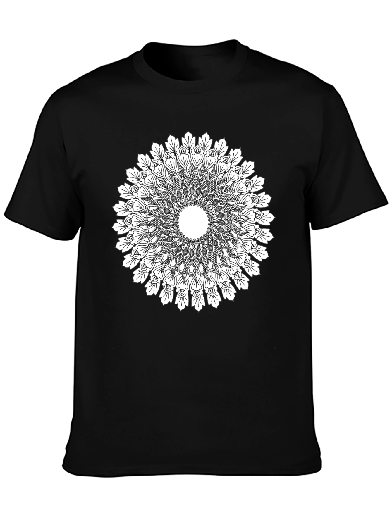 Mandala Print Black T-Shirt