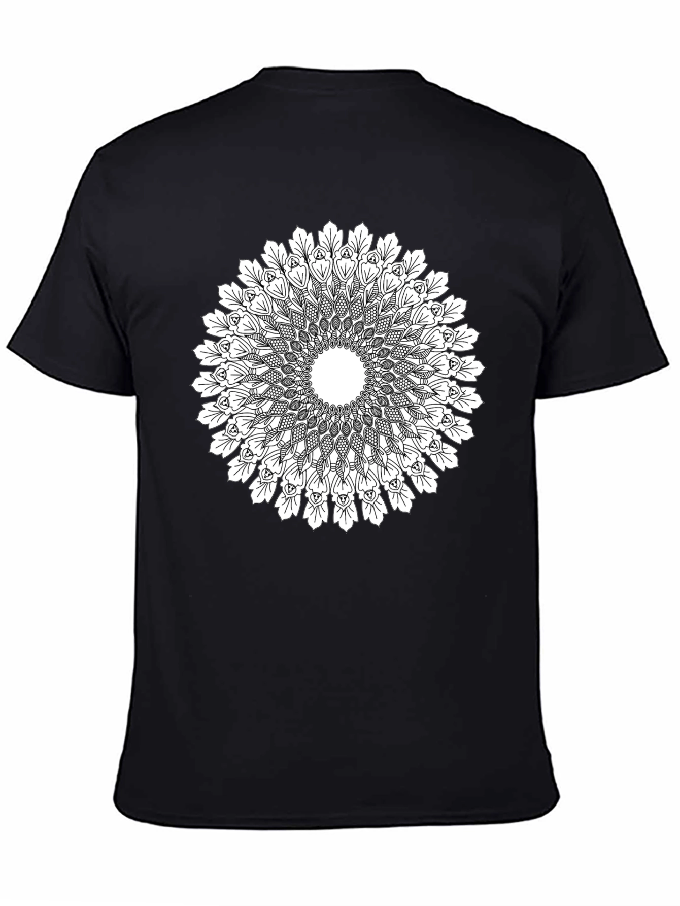 Mandala Print Black T-Shirt
