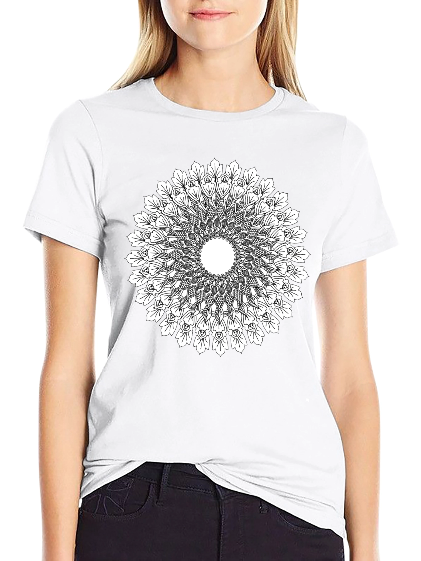 Mandala Print Black T-Shirt