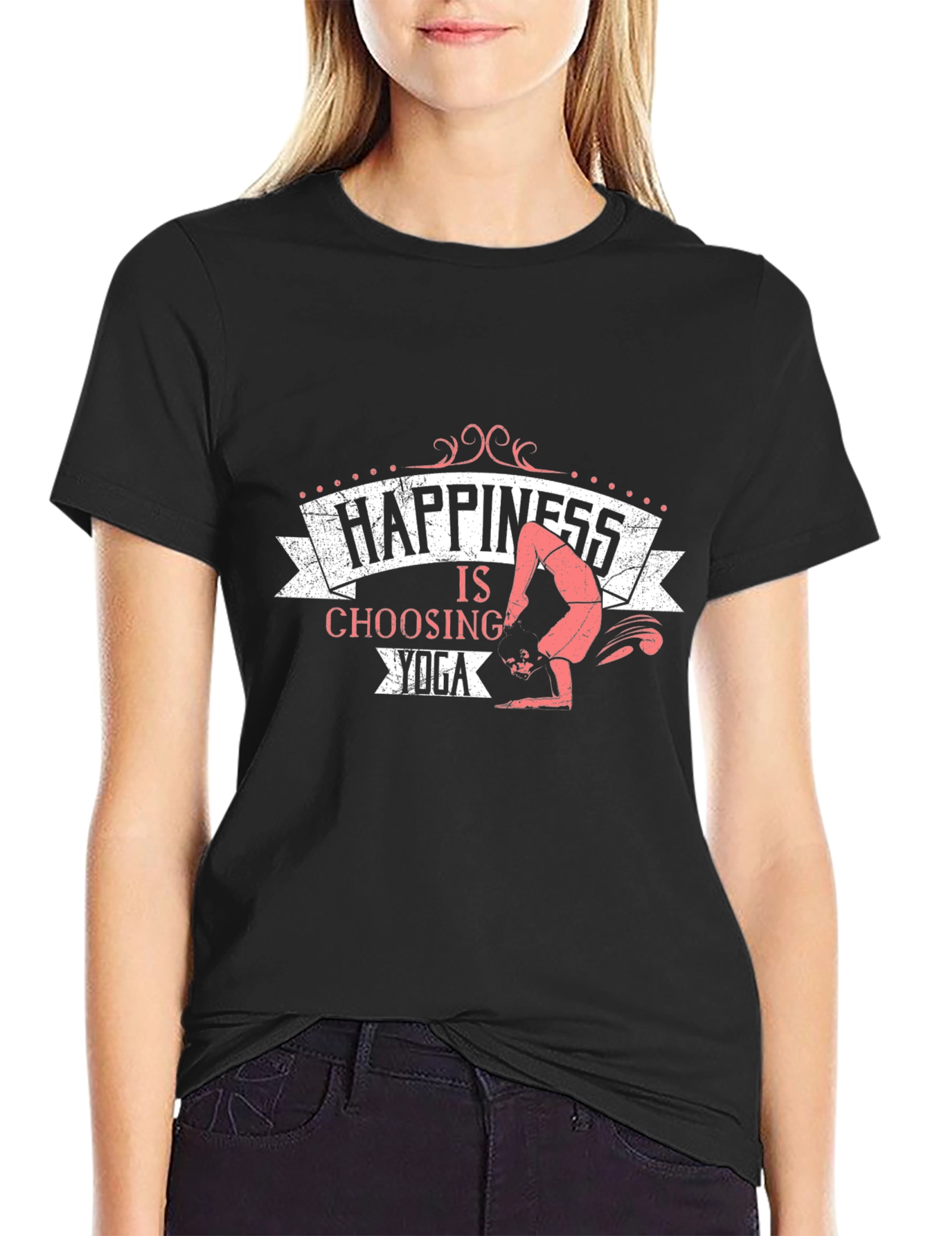 Happiness is Choosing Yoga Black Graphic Tee