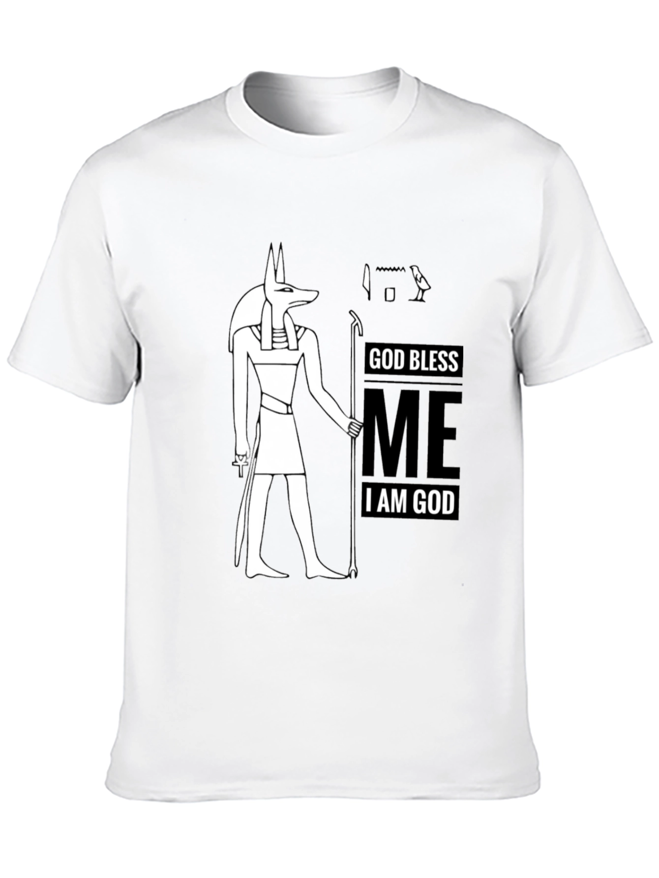 Anubis God Bless Me Graphic Black T-Shirt