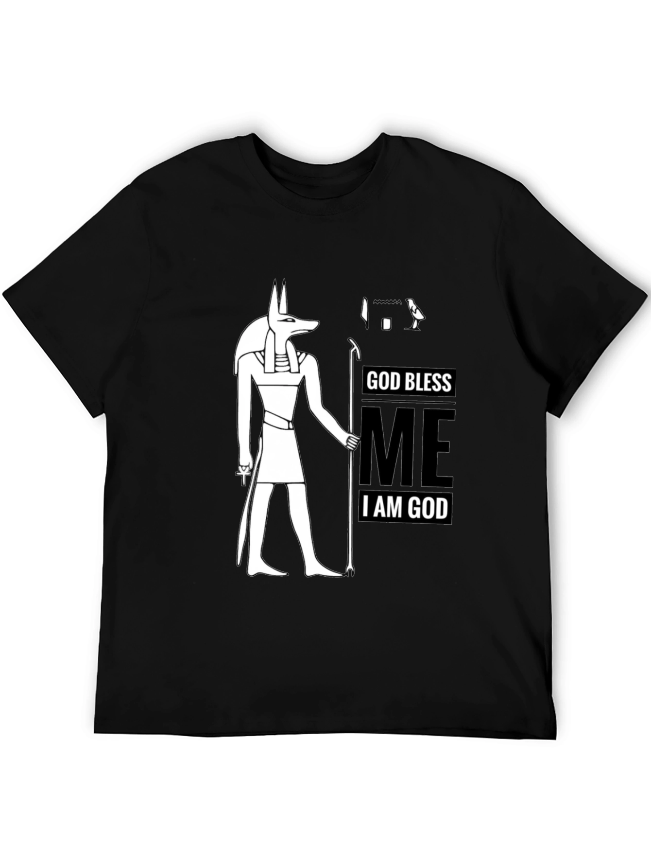 Anubis God Bless Me Graphic Black T-Shirt
