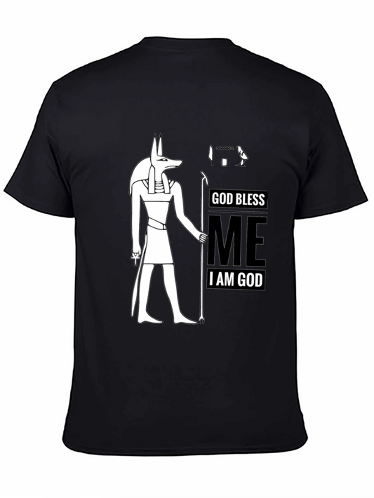 Anubis God Bless Me Graphic Black T-Shirt