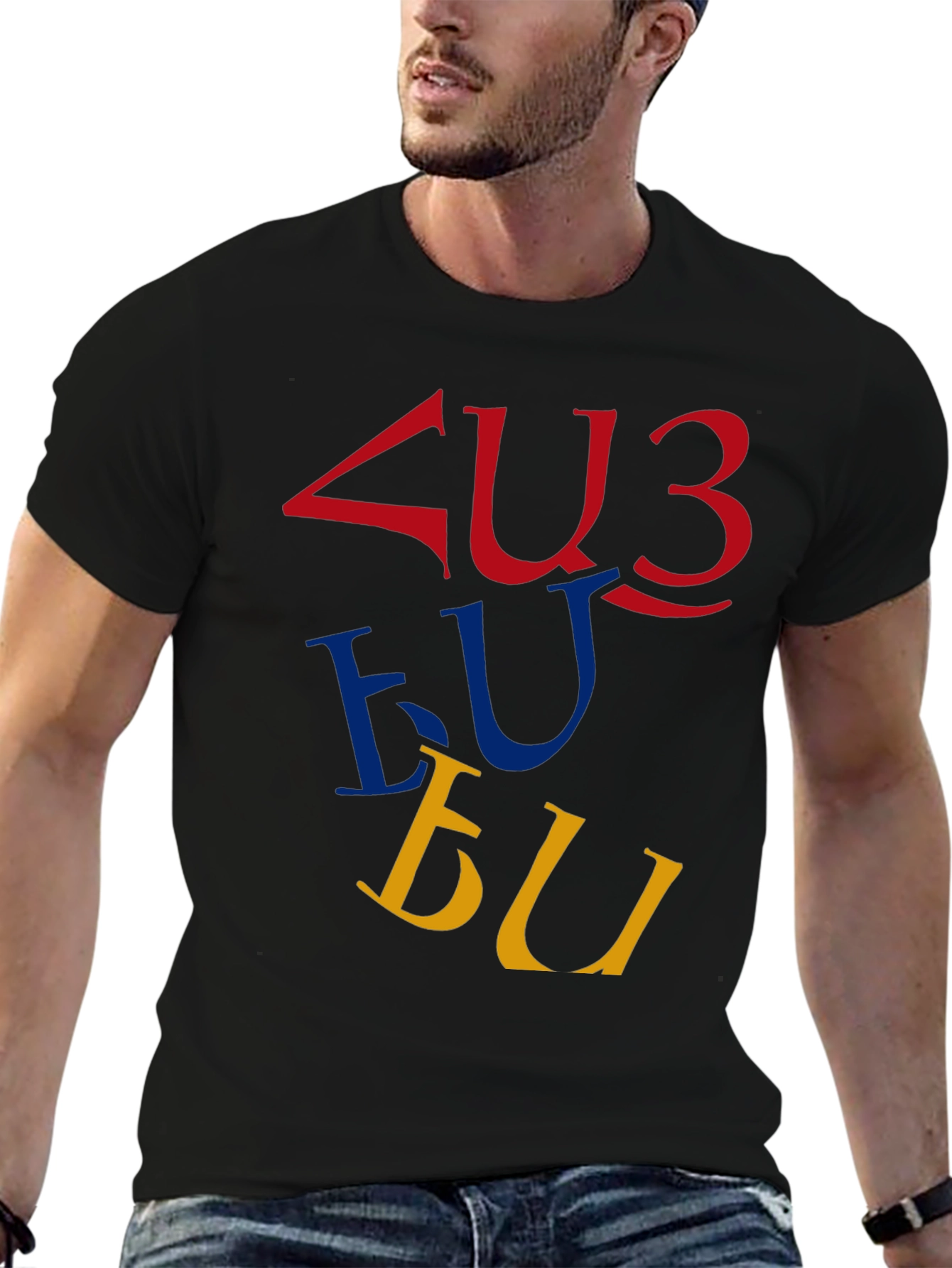 Armenian Alphabet Graphic T-Shirt - Casual Crew Neck Top
