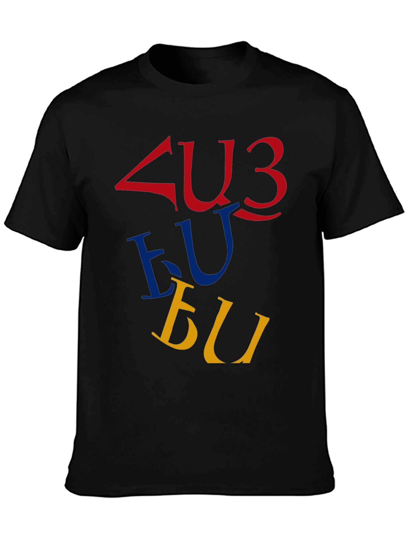 Armenian Alphabet Graphic T-Shirt - Casual Crew Neck Top