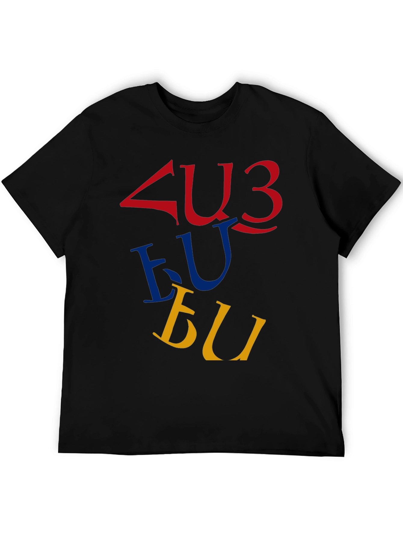 Armenian Alphabet Graphic T-Shirt - Casual Crew Neck Top