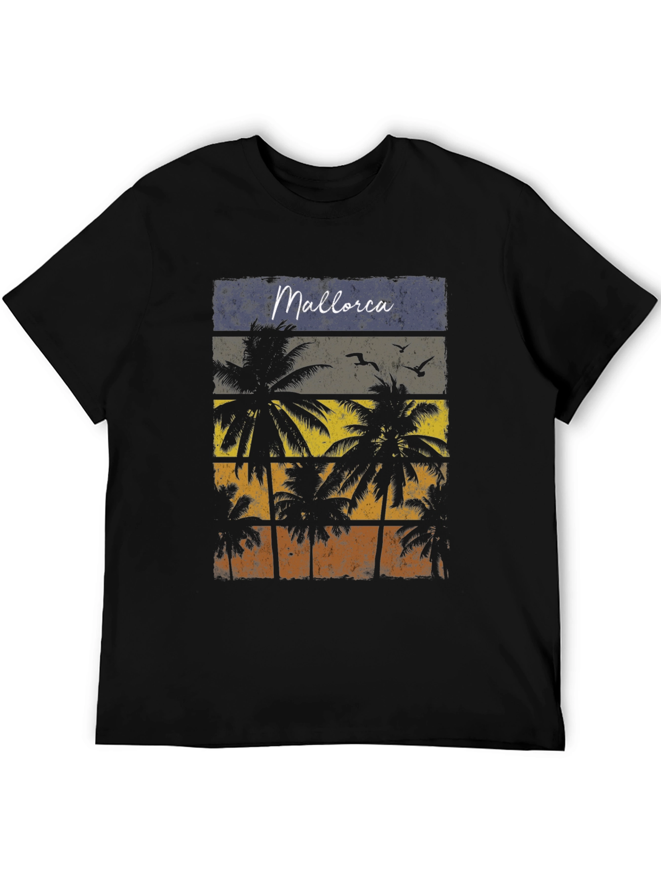Mallorca Palms T-Shirt - Retro Sunset Design