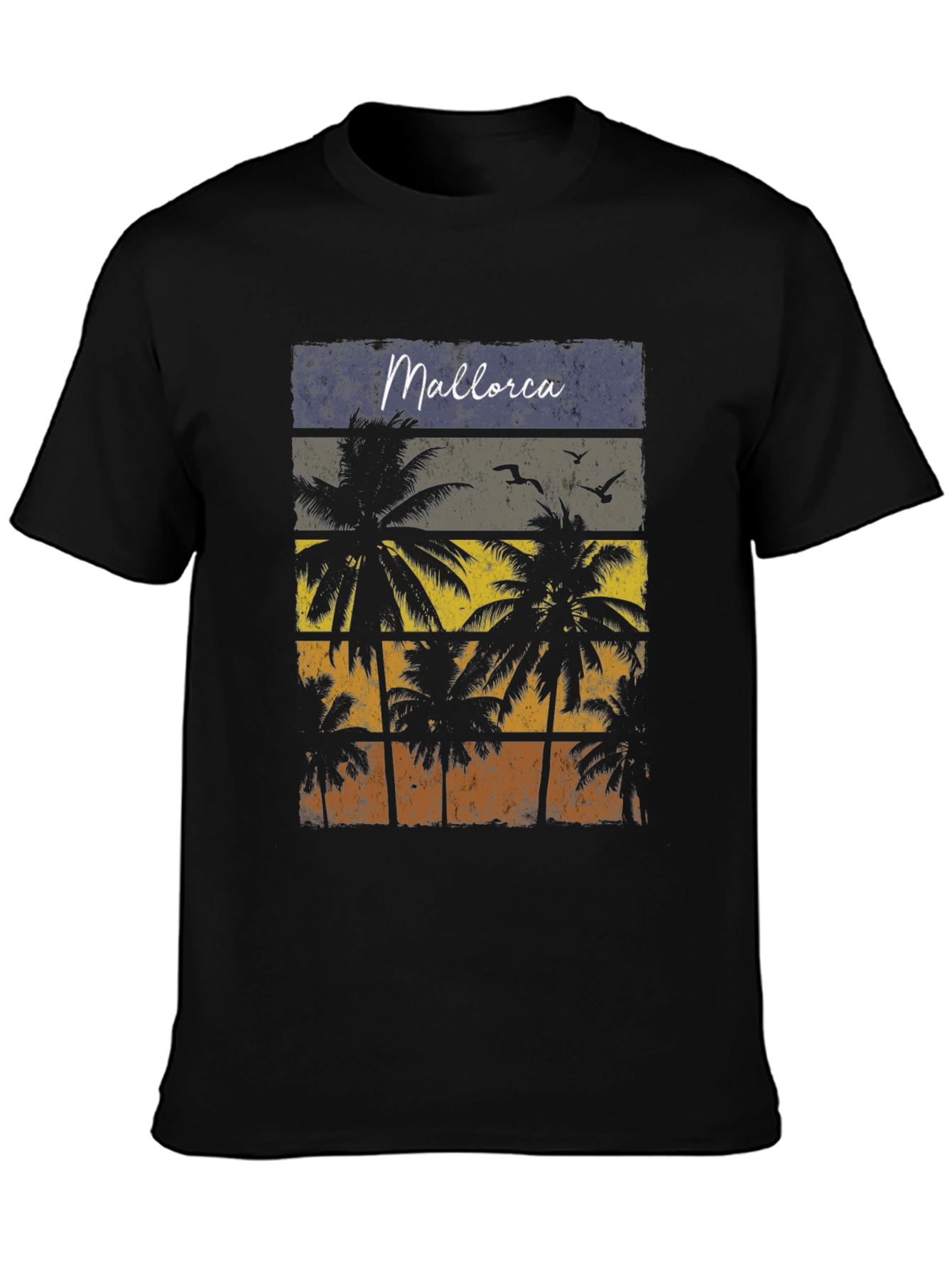 Mallorca Palms T-Shirt - Retro Sunset Design