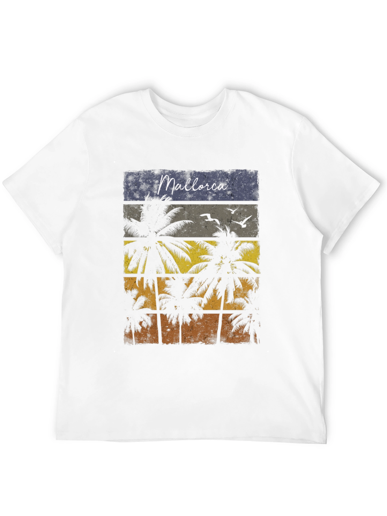 Mallorca Palms T-Shirt - Retro Sunset Design