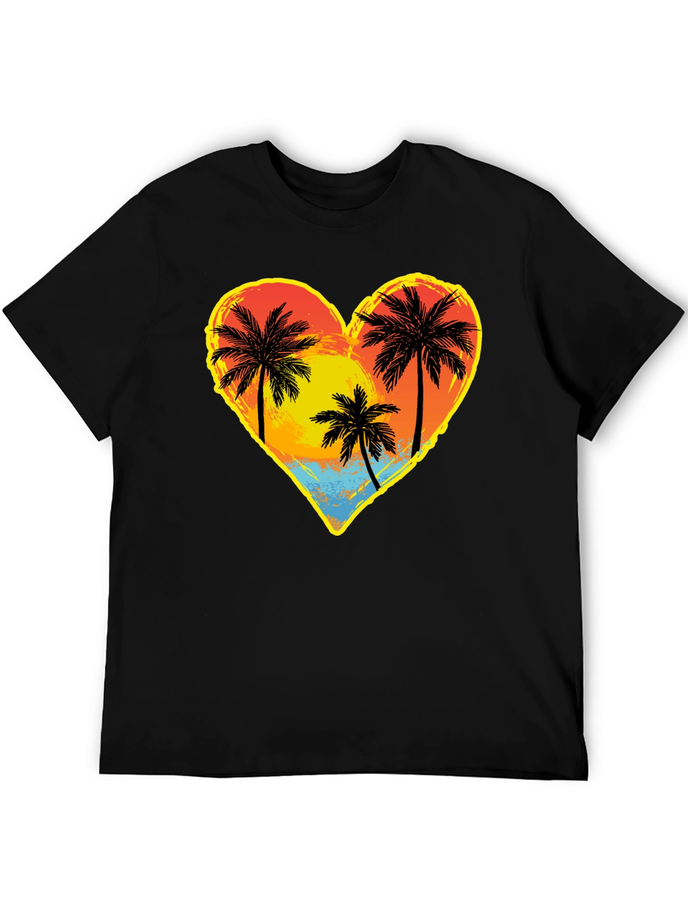 Palm Tree Heart Graphic Tee - Island Sunset Vibes