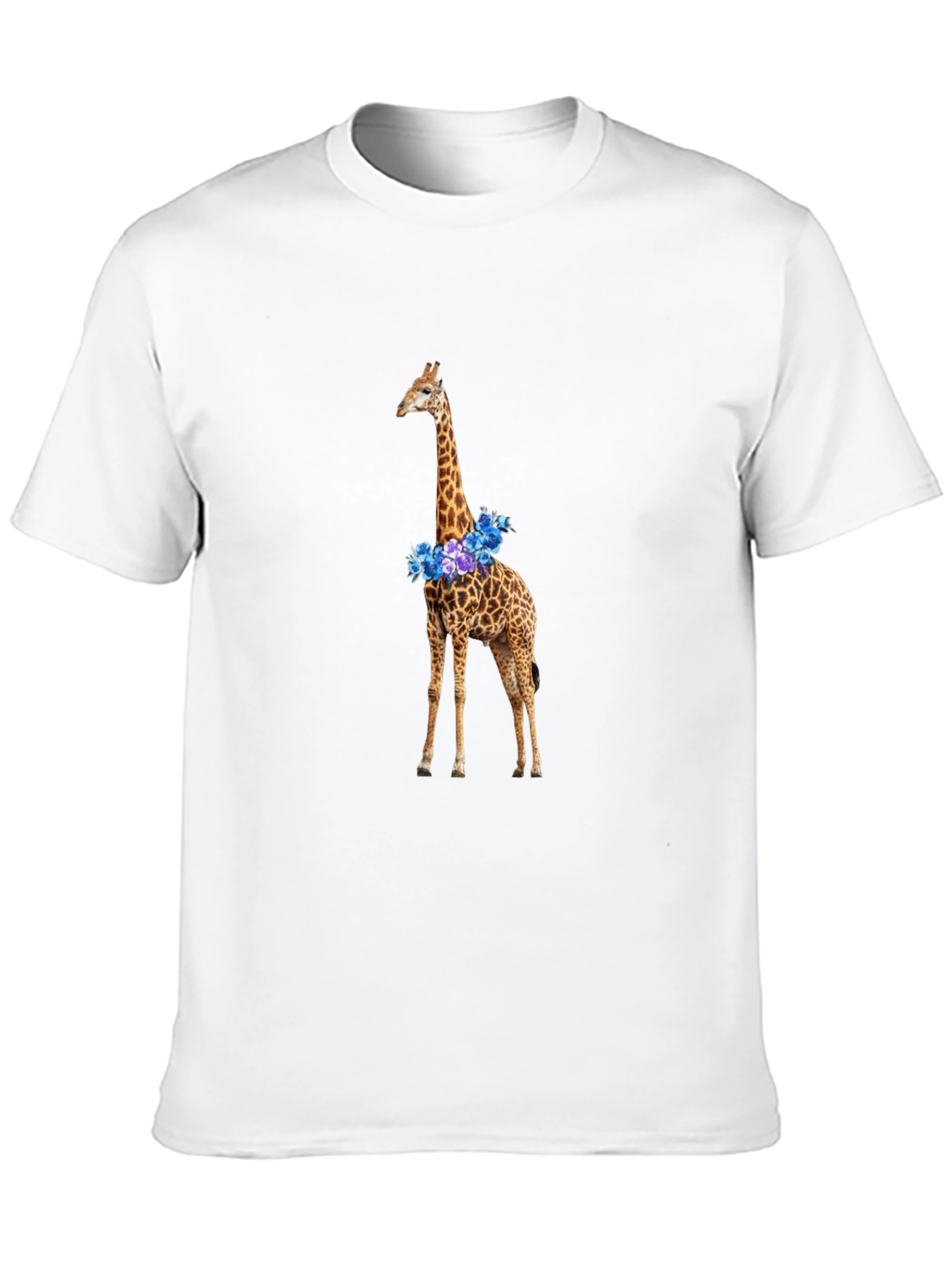 Floral Giraffe Graphic T-Shirt - Black Cotton Tee