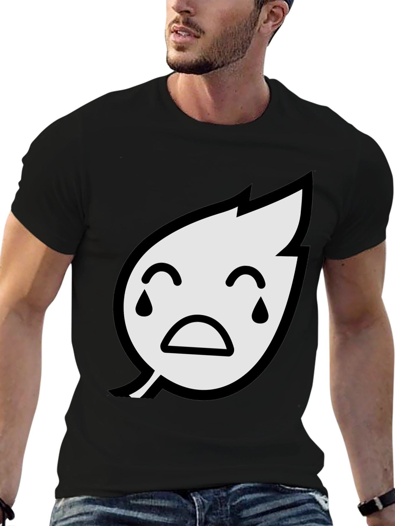 Sad Leaf Graphic Tee - Unisex Black T-Shirt