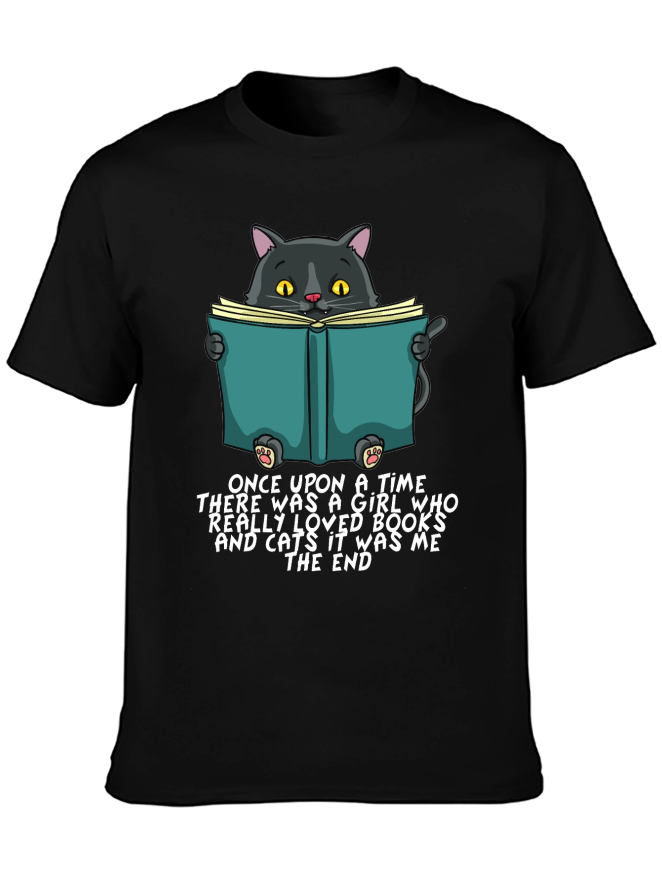Cat Reading Book T-Shirt - Once Upon a Time
