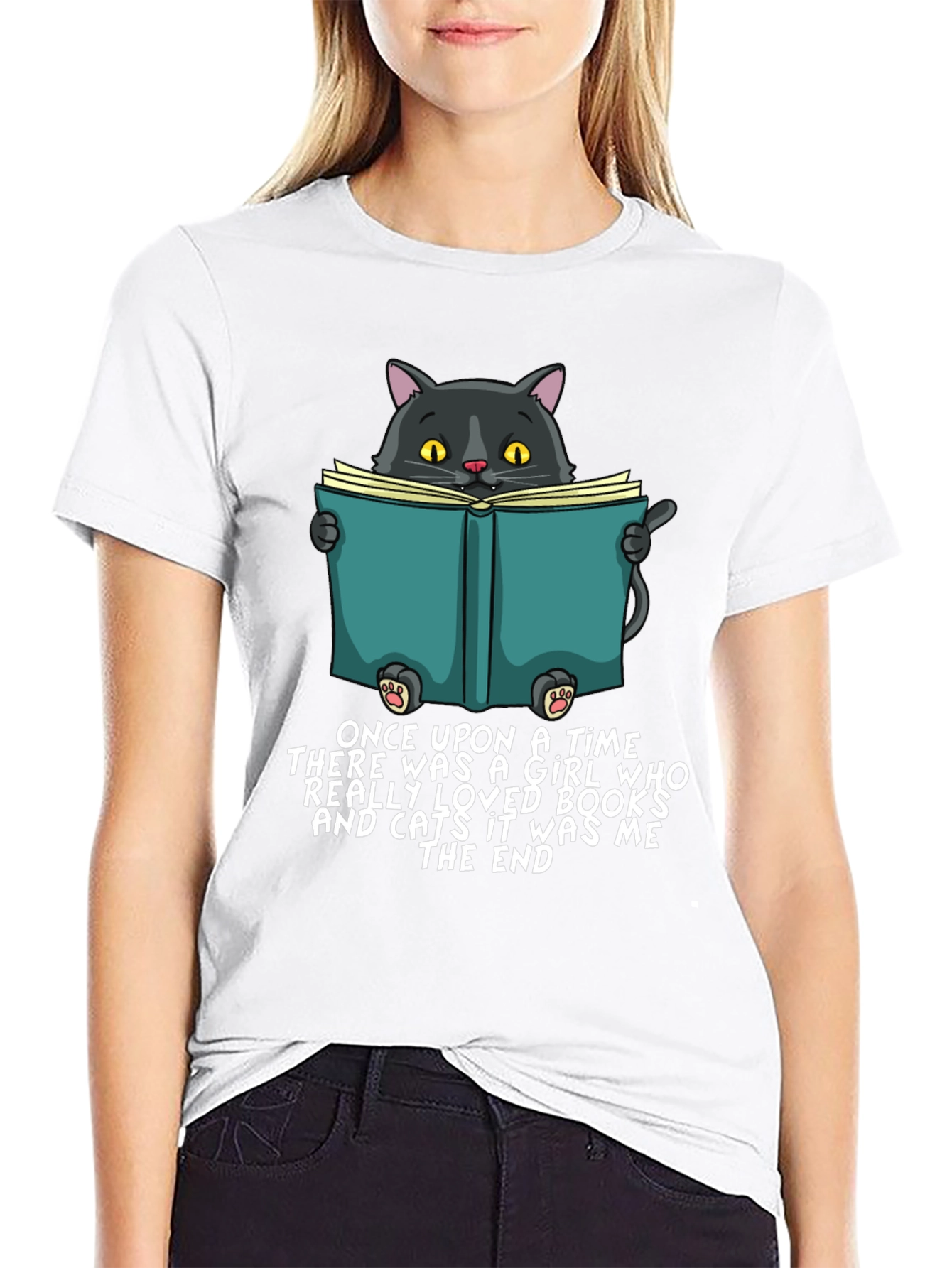 Cat Reading Book T-Shirt - Once Upon a Time