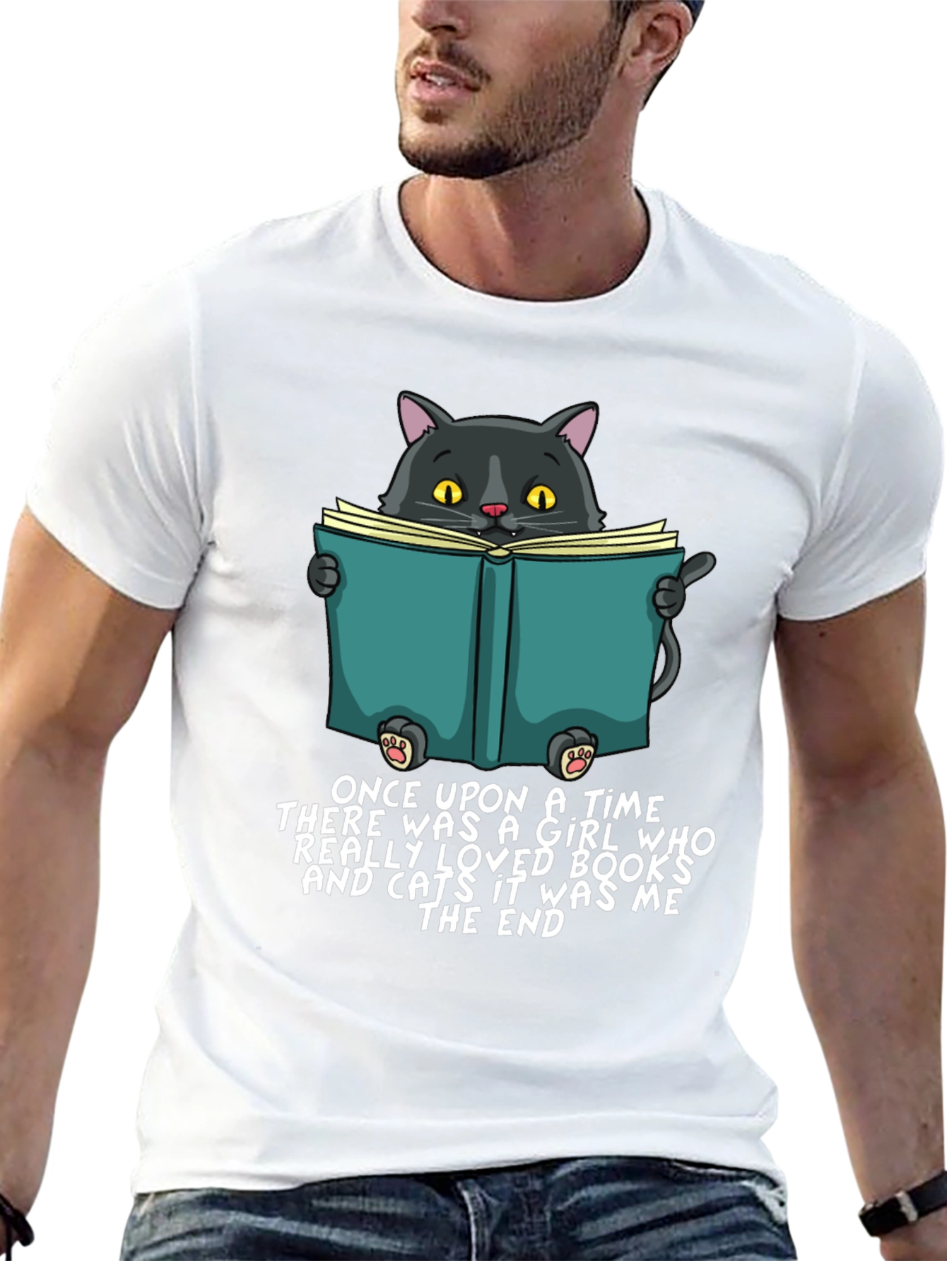 Cat Reading Book T-Shirt - Once Upon a Time