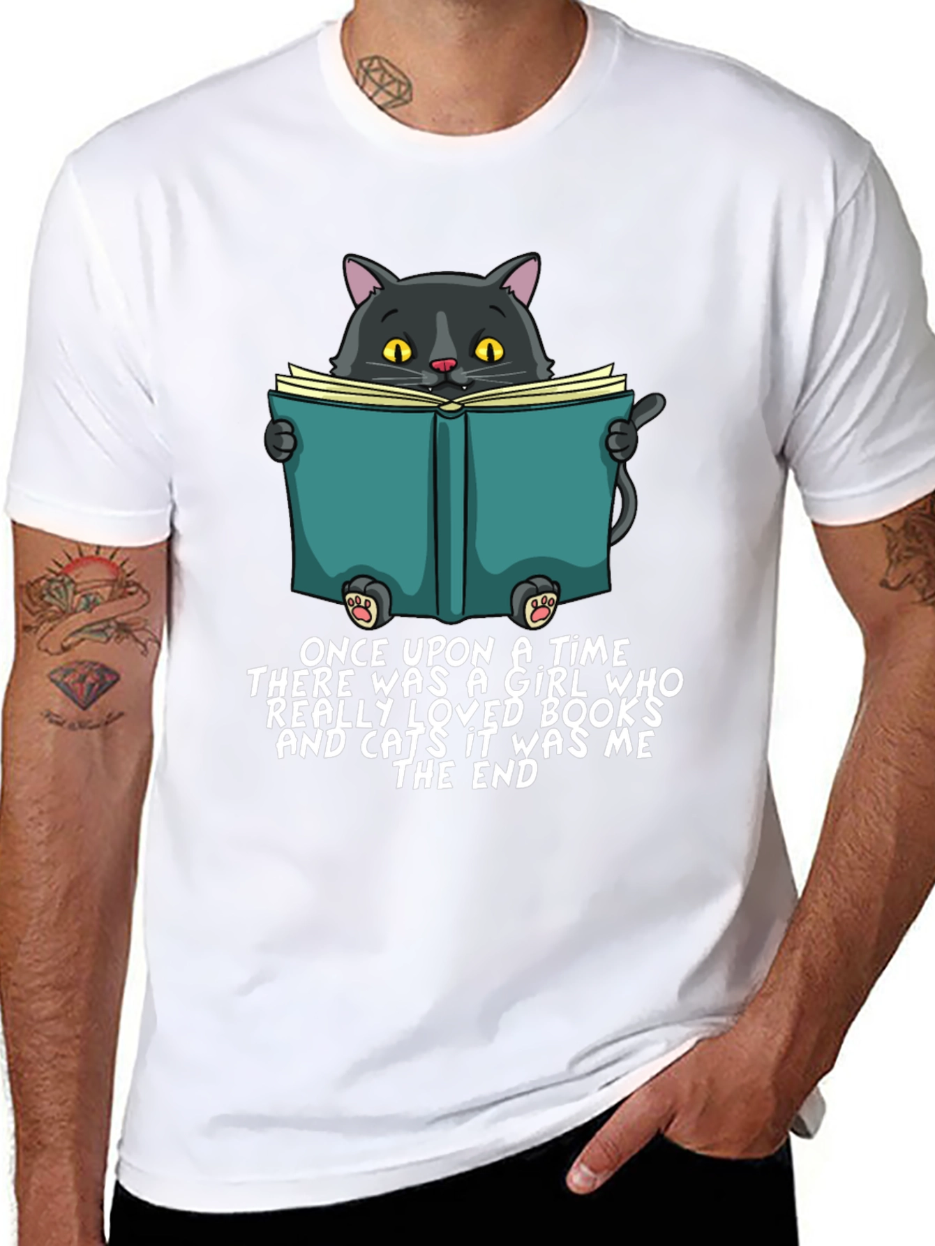 Cat Reading Book T-Shirt - Once Upon a Time