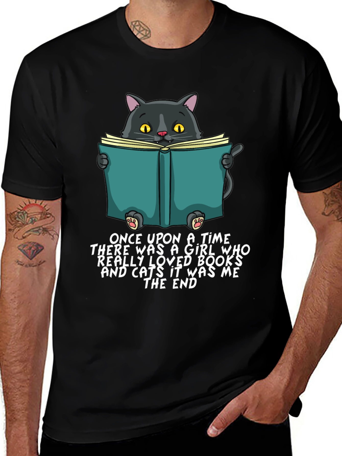 Cat Reading Book T-Shirt - Once Upon a Time