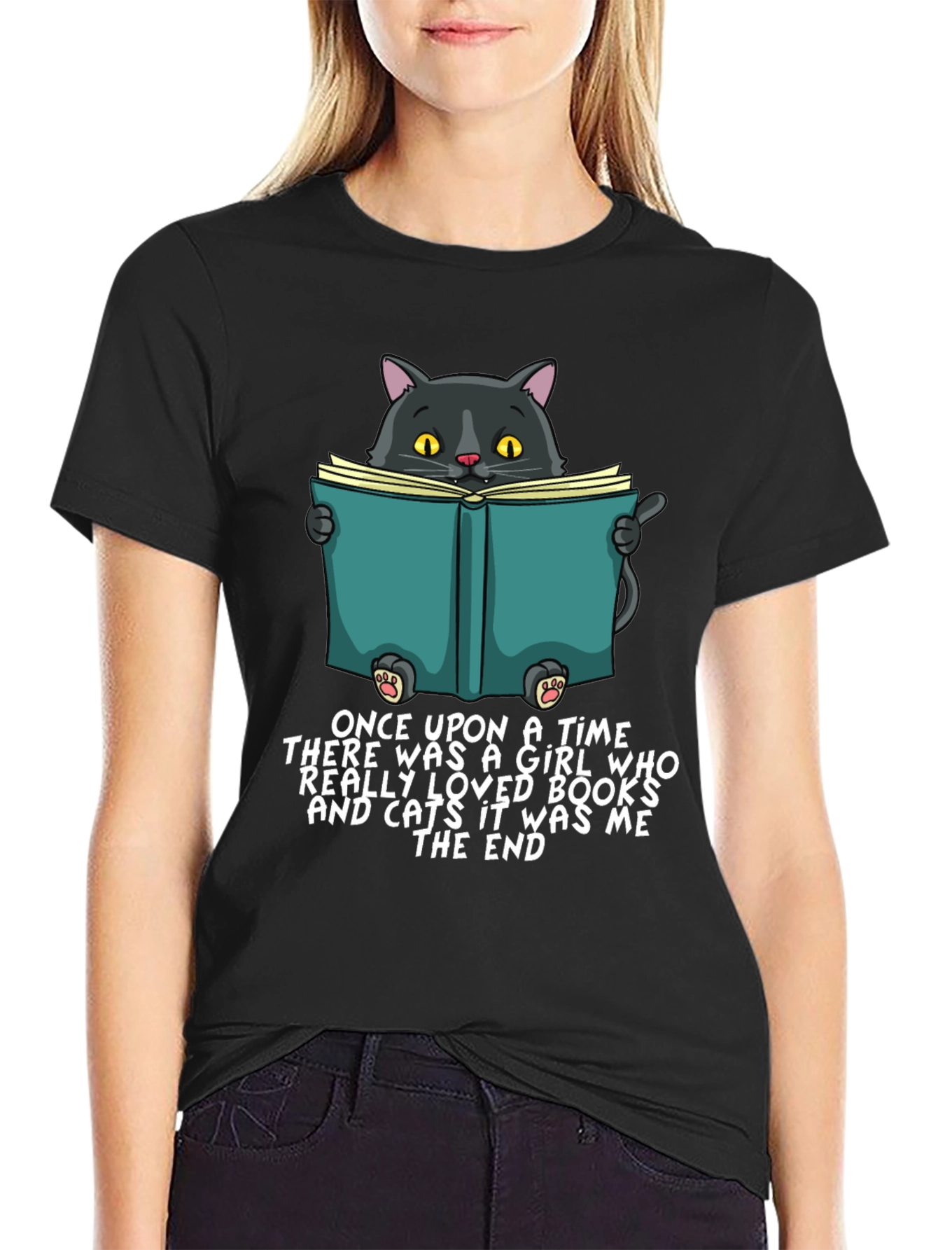 Cat Reading Book T-Shirt - Once Upon a Time