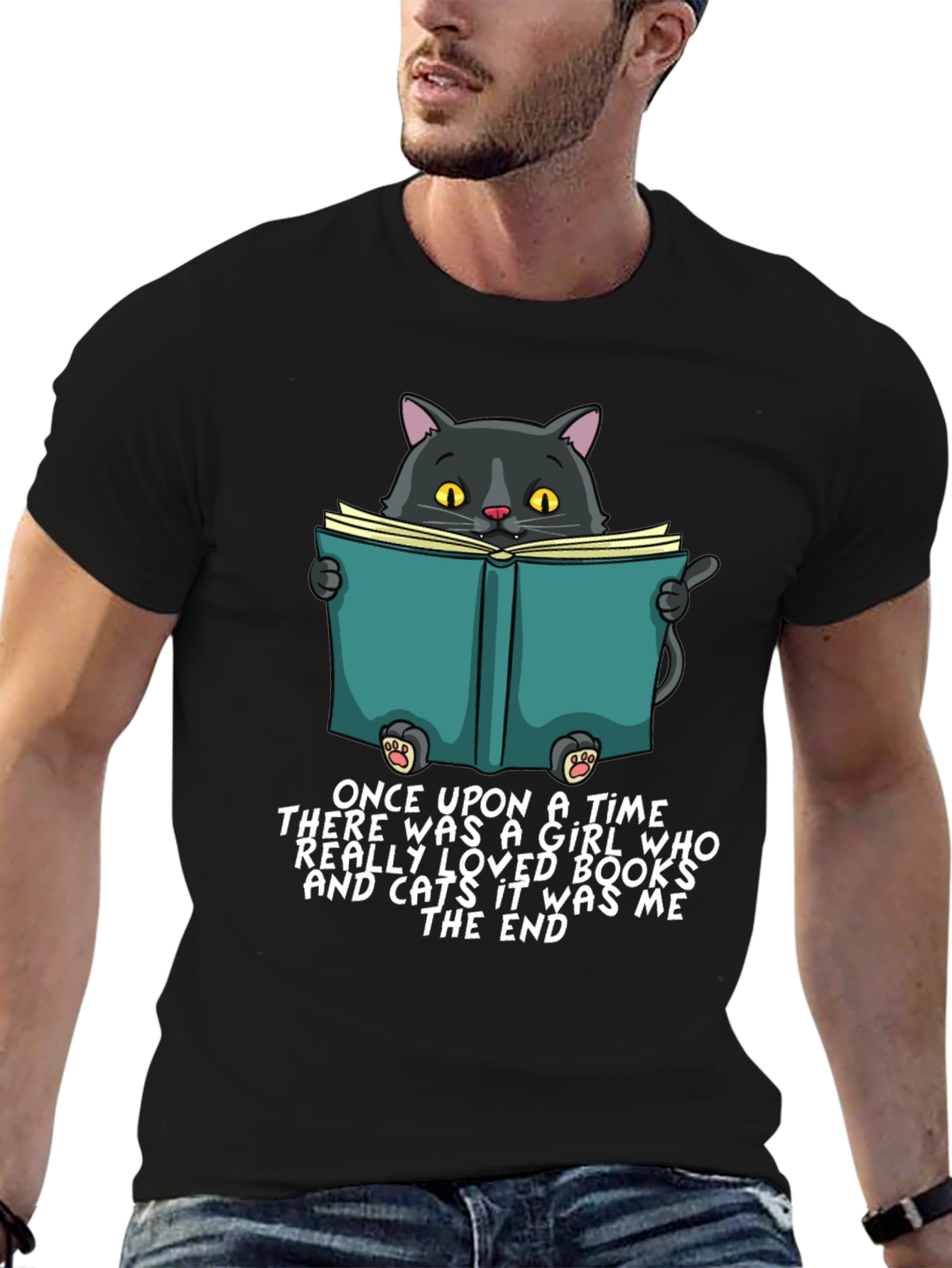 Cat Reading Book T-Shirt - Once Upon a Time