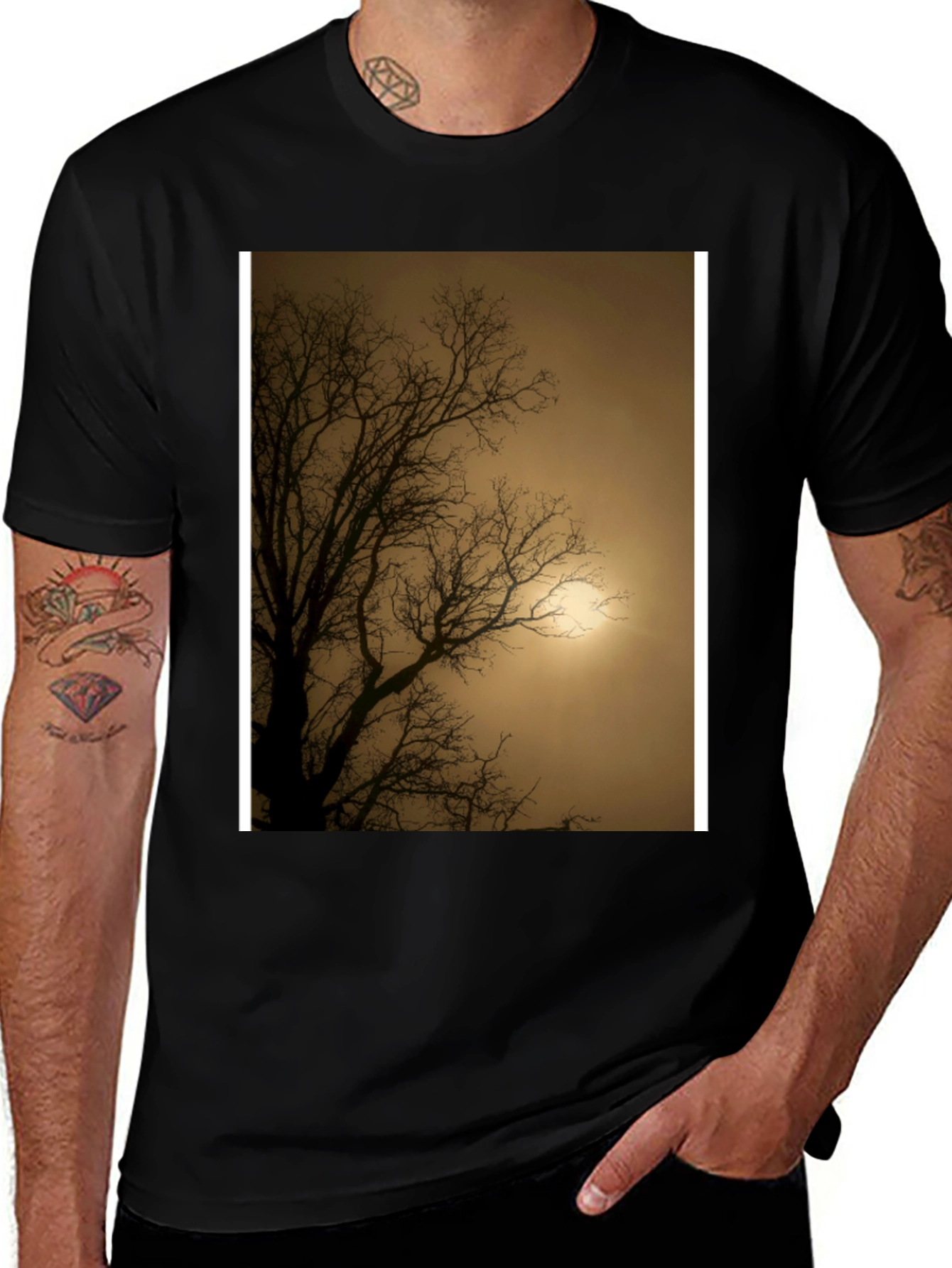 Eerie Tree Graphic Tee - Stylish Black Shirt