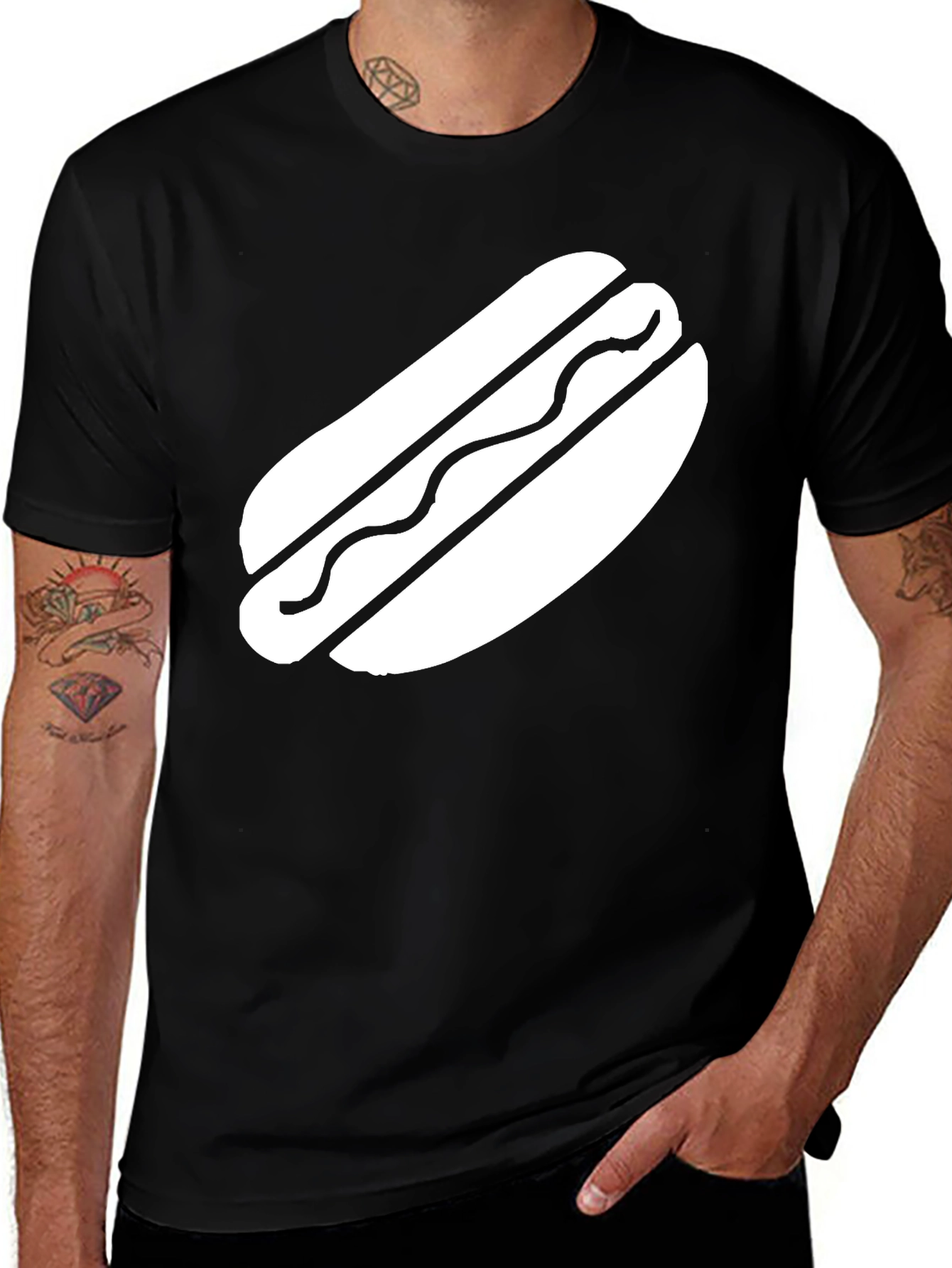 Hot Dog Graphic Black T-Shirt - Casual Comfort