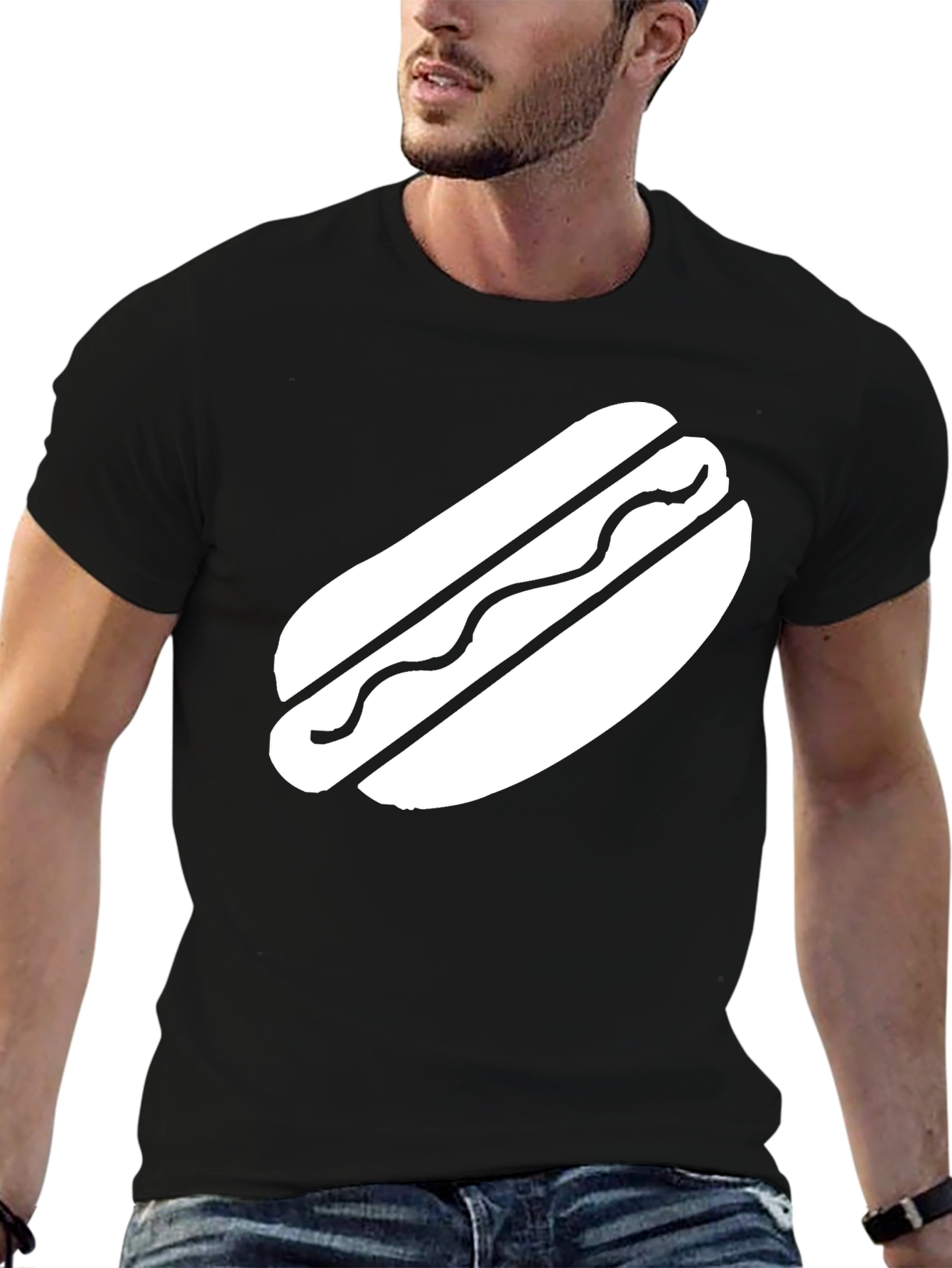 Hot Dog Graphic Black T-Shirt - Casual Comfort