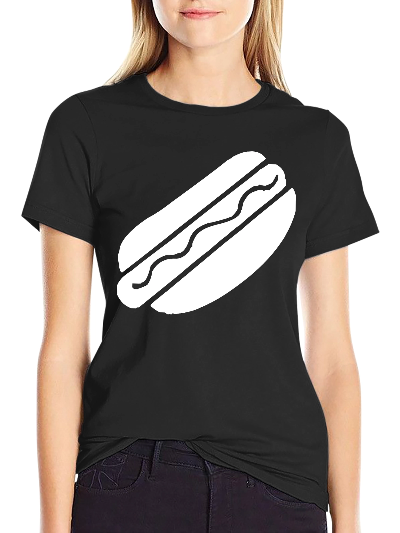 Hot Dog Graphic Black T-Shirt - Casual Comfort