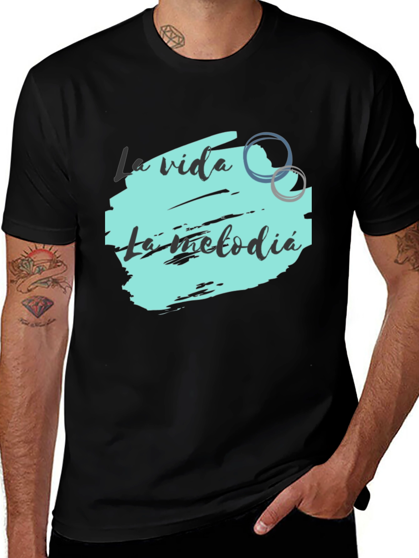 La Vida La Melodia Black Graphic Tee