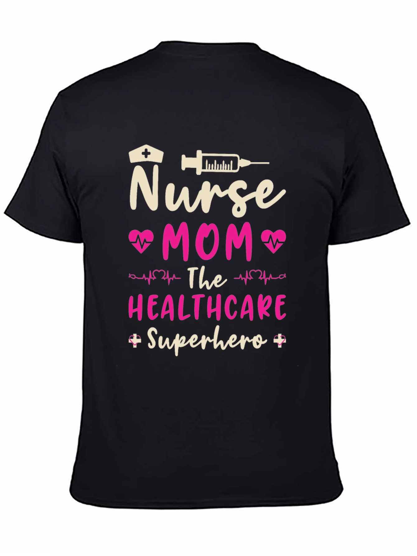 Nurse Mom Superhero Black T-Shirt
