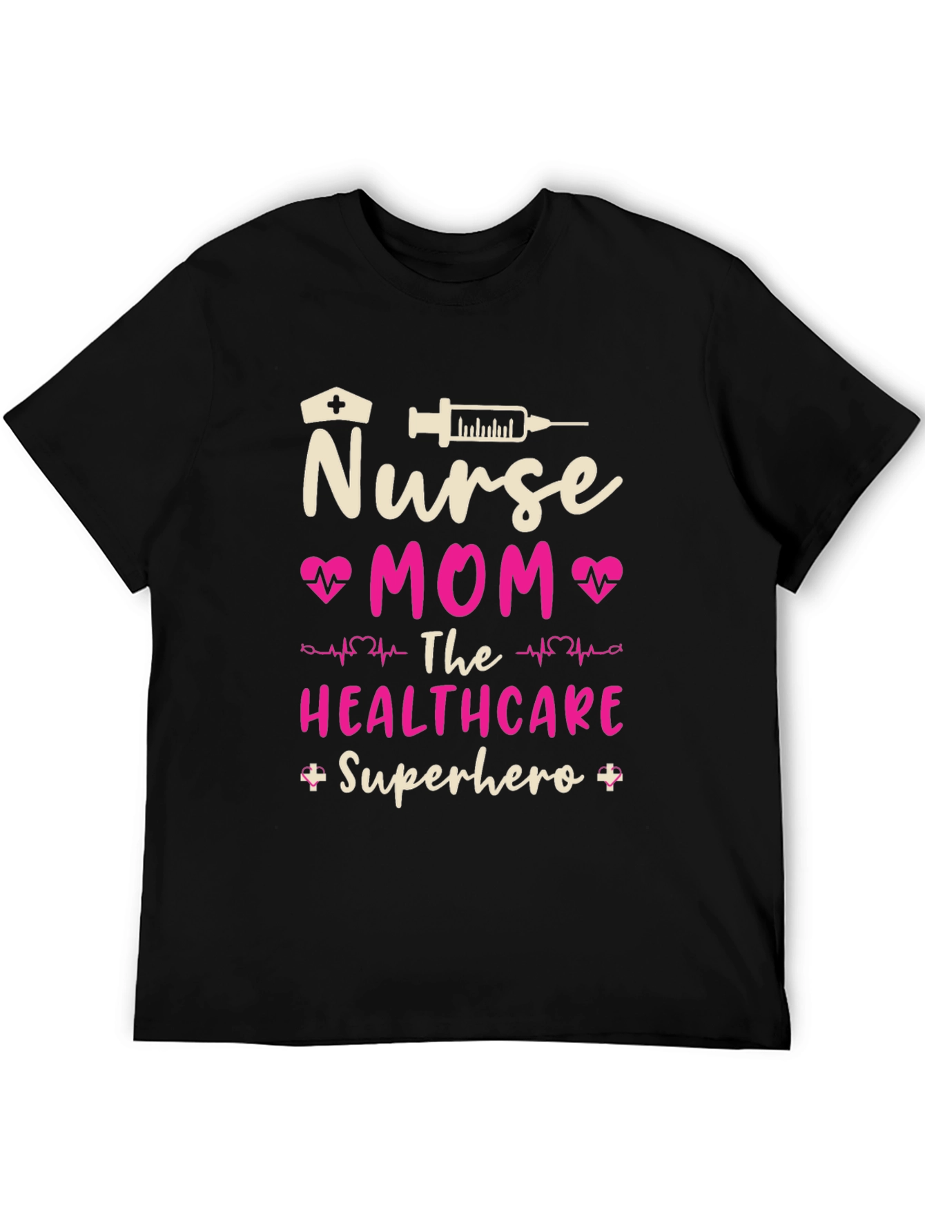 Nurse Mom Superhero Black T-Shirt