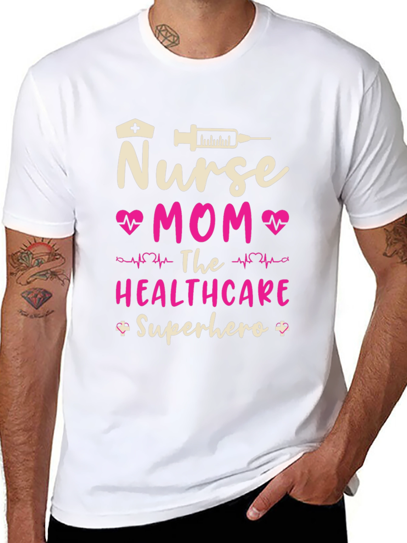 Nurse Mom Superhero Black T-Shirt