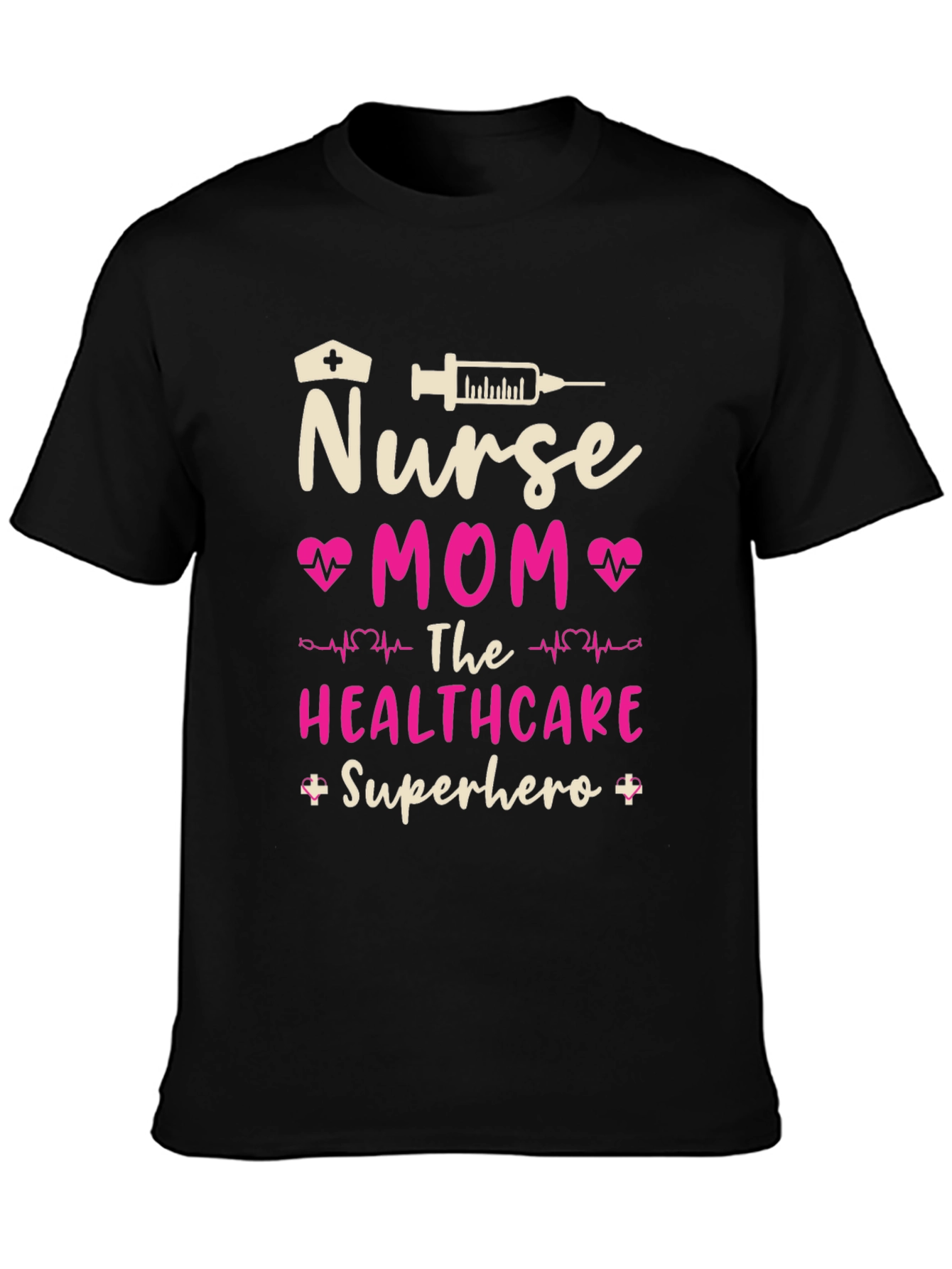 Nurse Mom Superhero Black T-Shirt