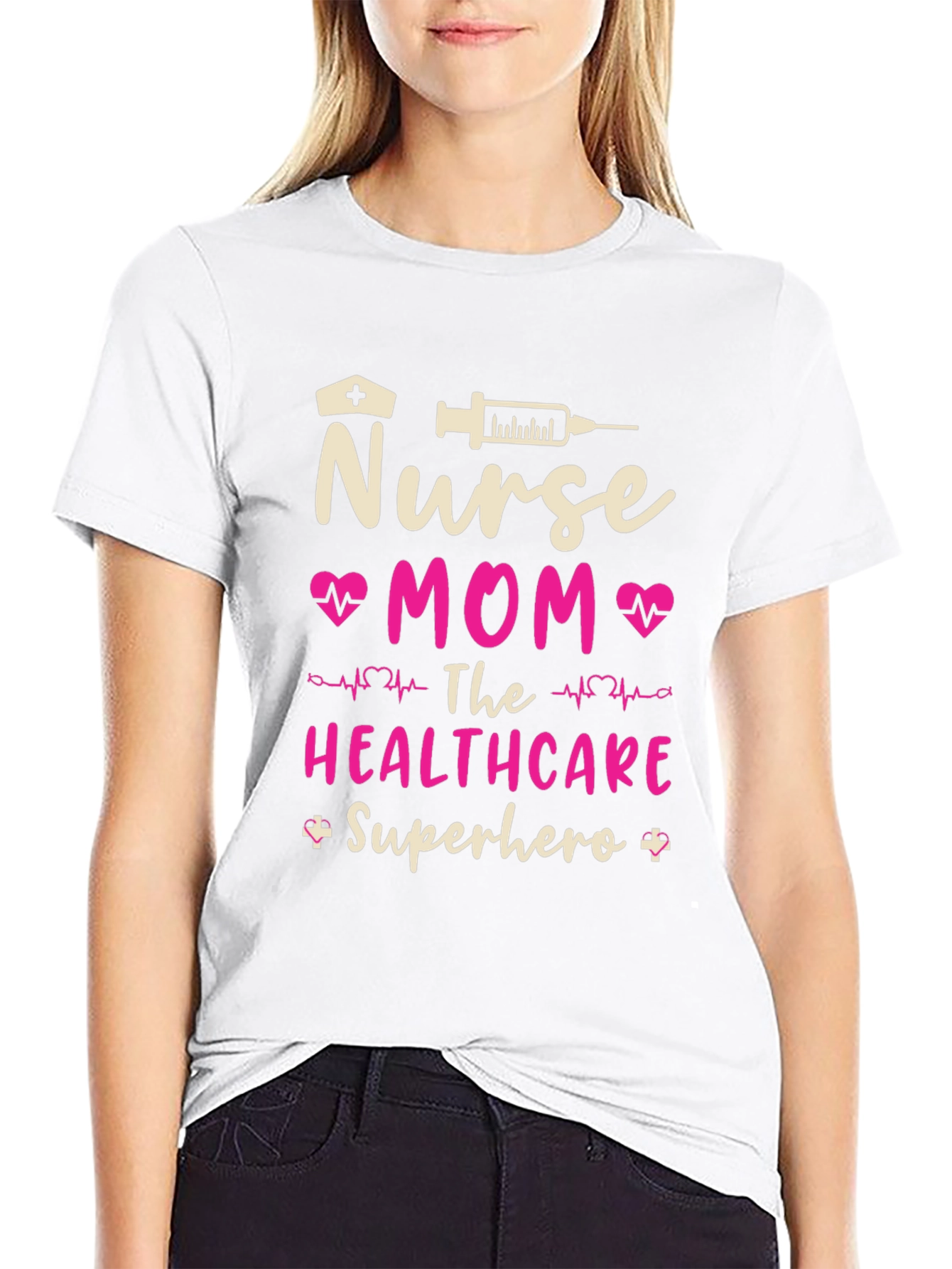 Nurse Mom Superhero Black T-Shirt