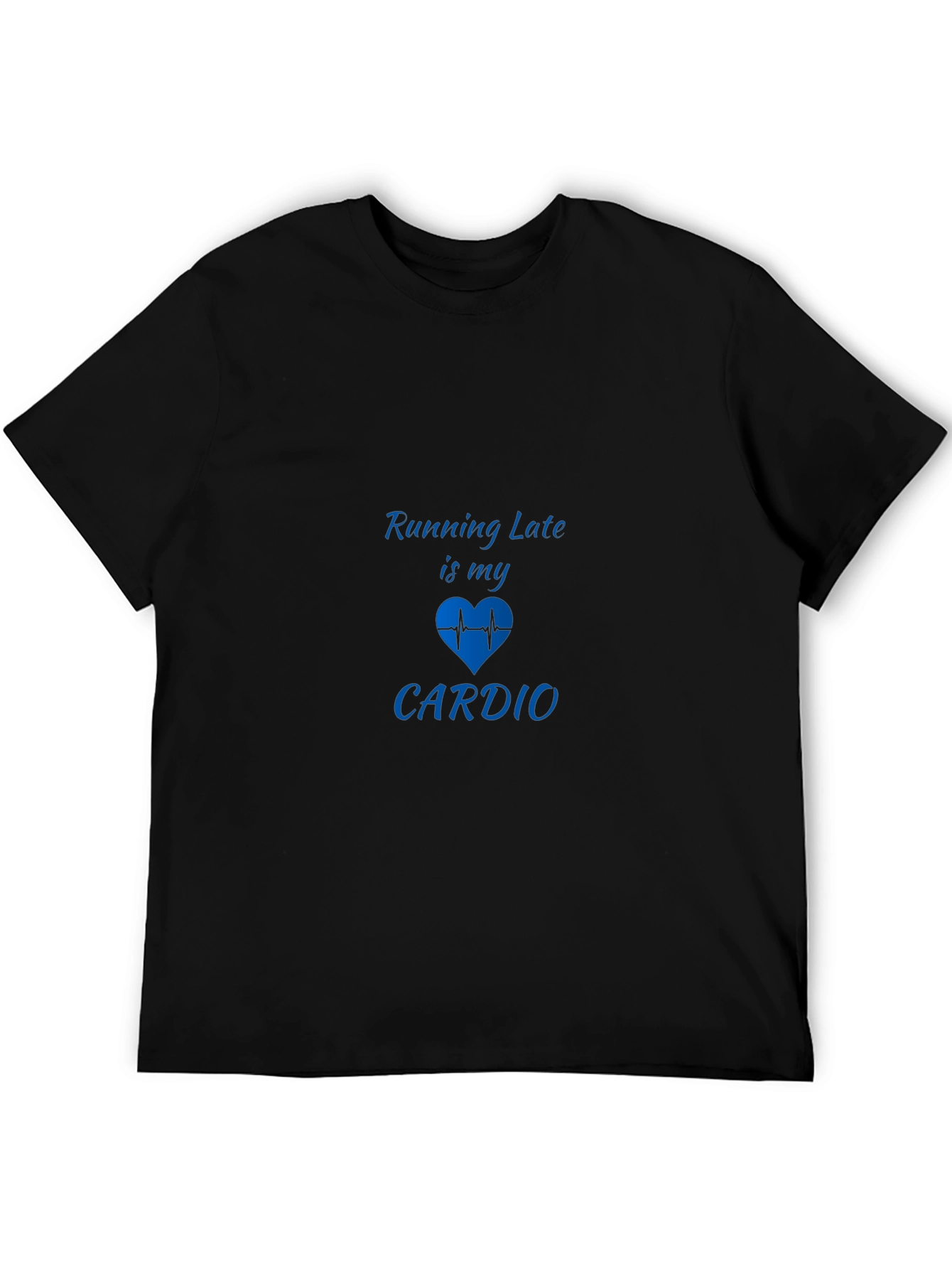 Funny Running Late Cardio Graphic Tee - Black