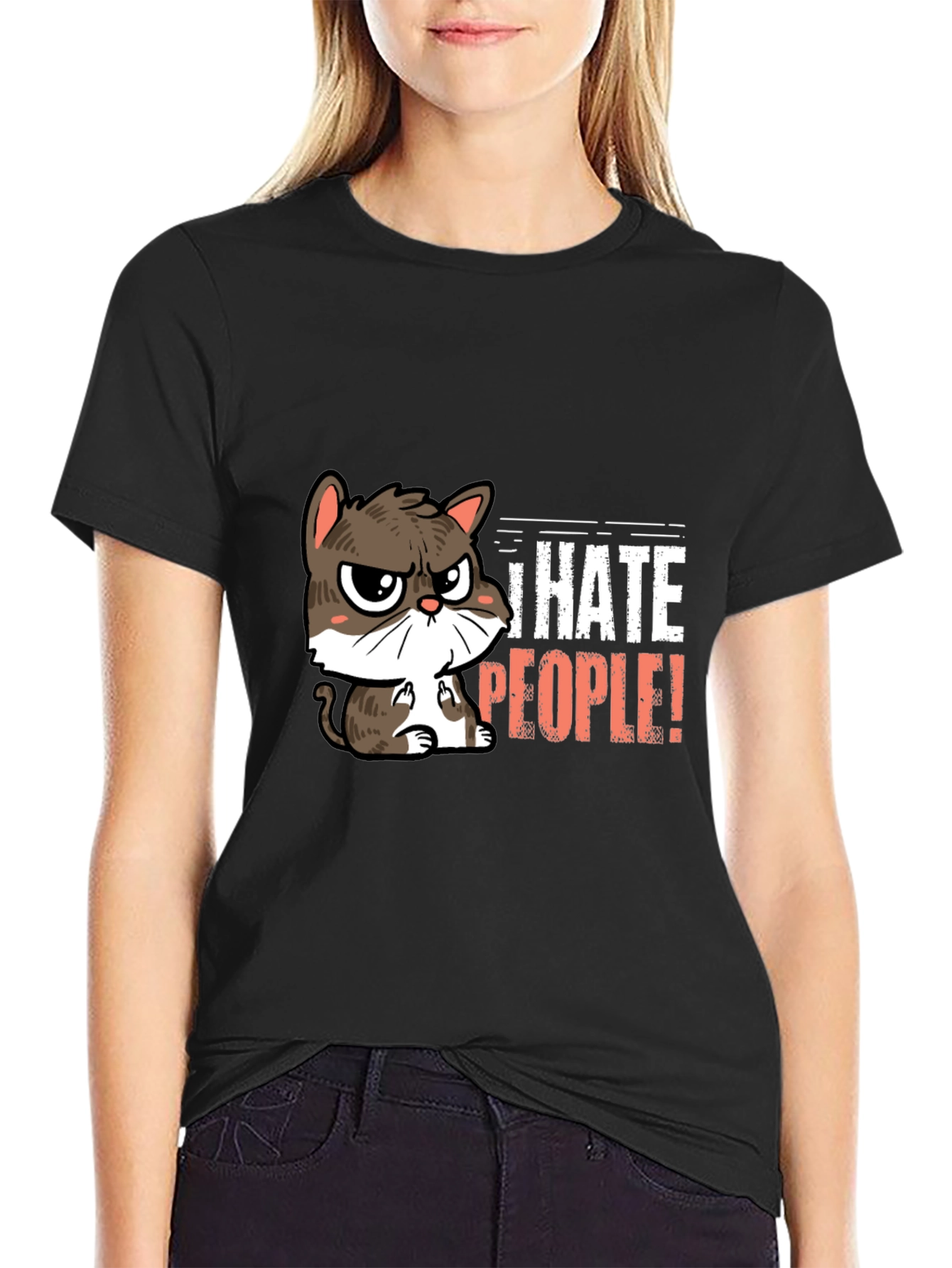 I Hate People Cat Graphic T-Shirt