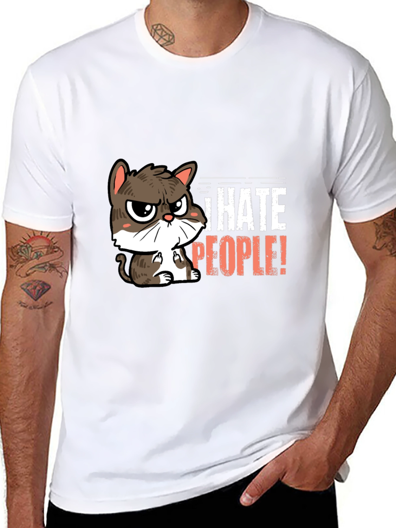 I Hate People Cat Graphic T-Shirt
