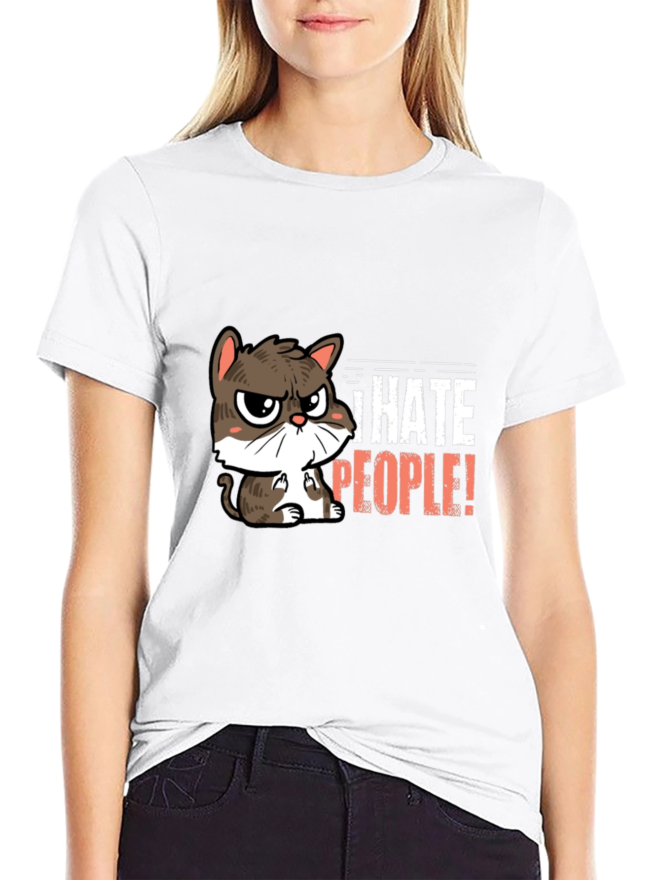 I Hate People Cat Graphic T-Shirt