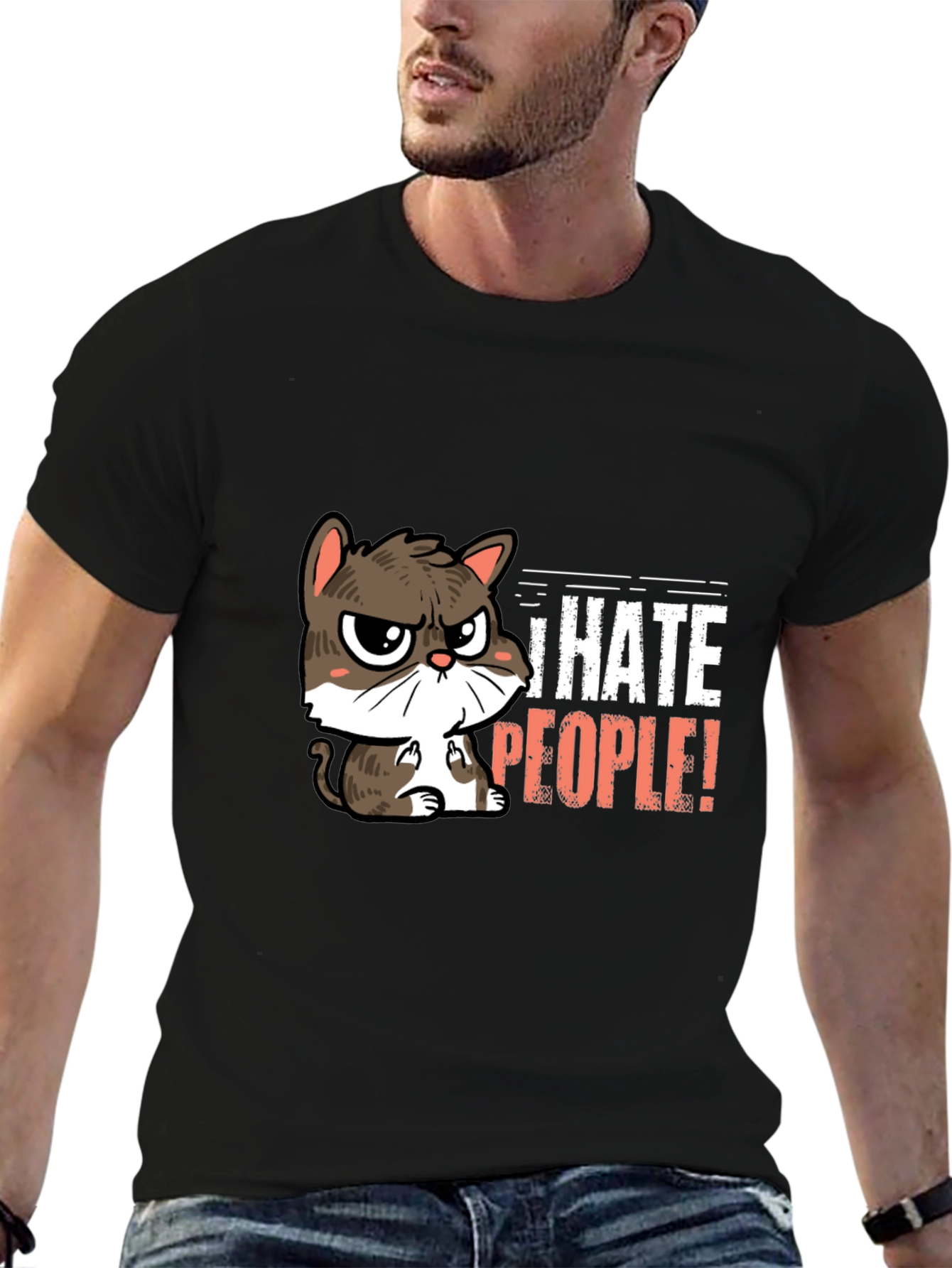 I Hate People Cat Graphic T-Shirt