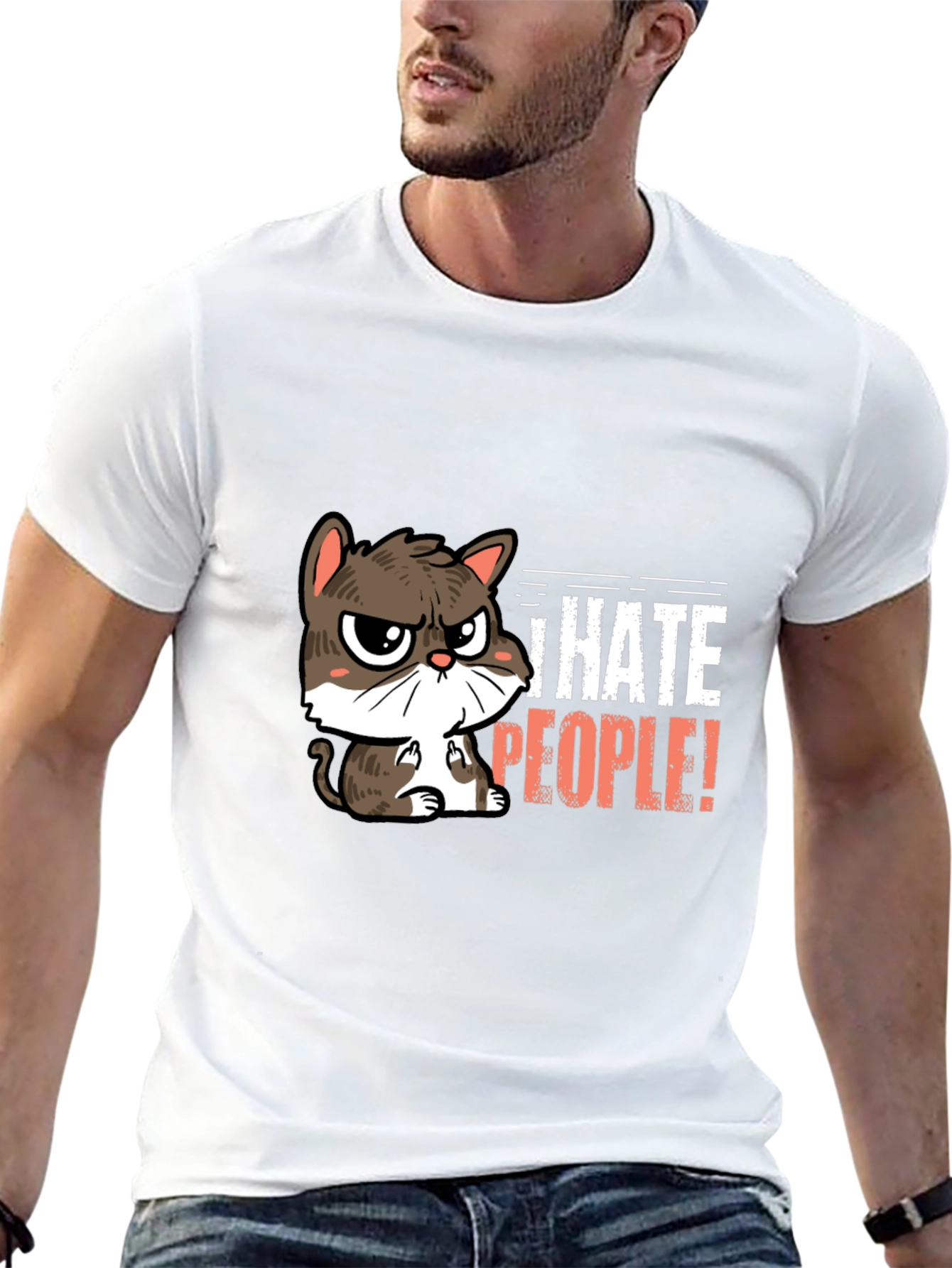 I Hate People Cat Graphic T-Shirt