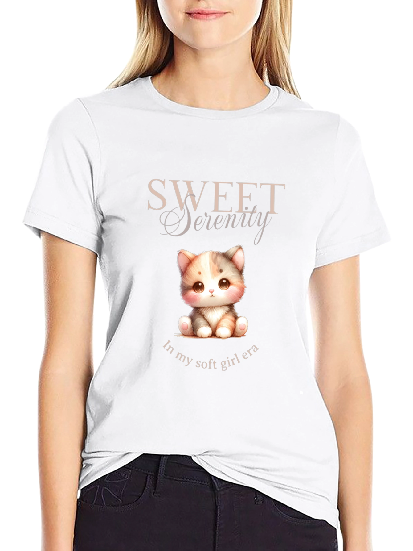 Sweet Serenity Kitten T-Shirt - Soft Girl Era Tee