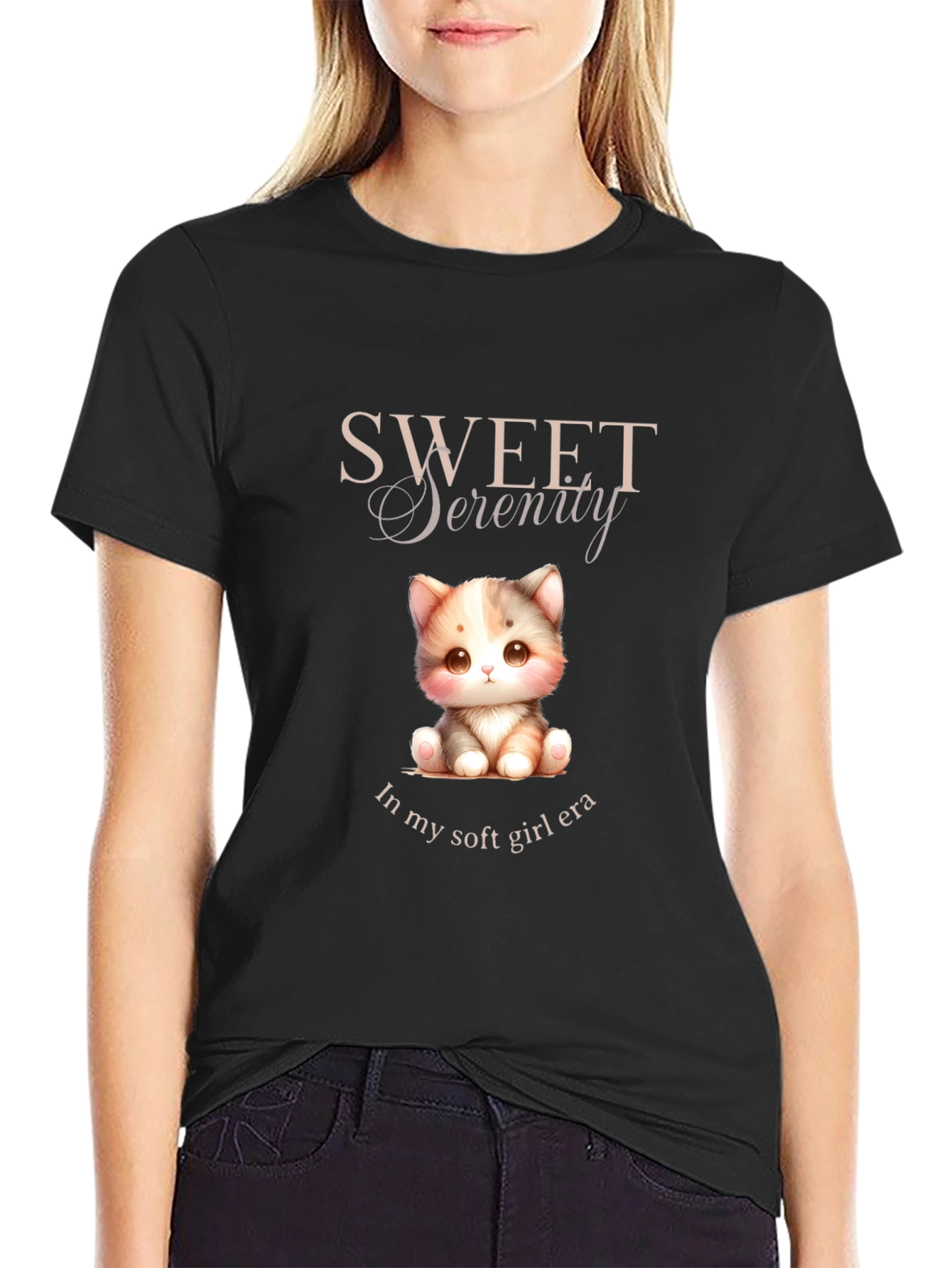 Sweet Serenity Kitten T-Shirt - Soft Girl Era Tee