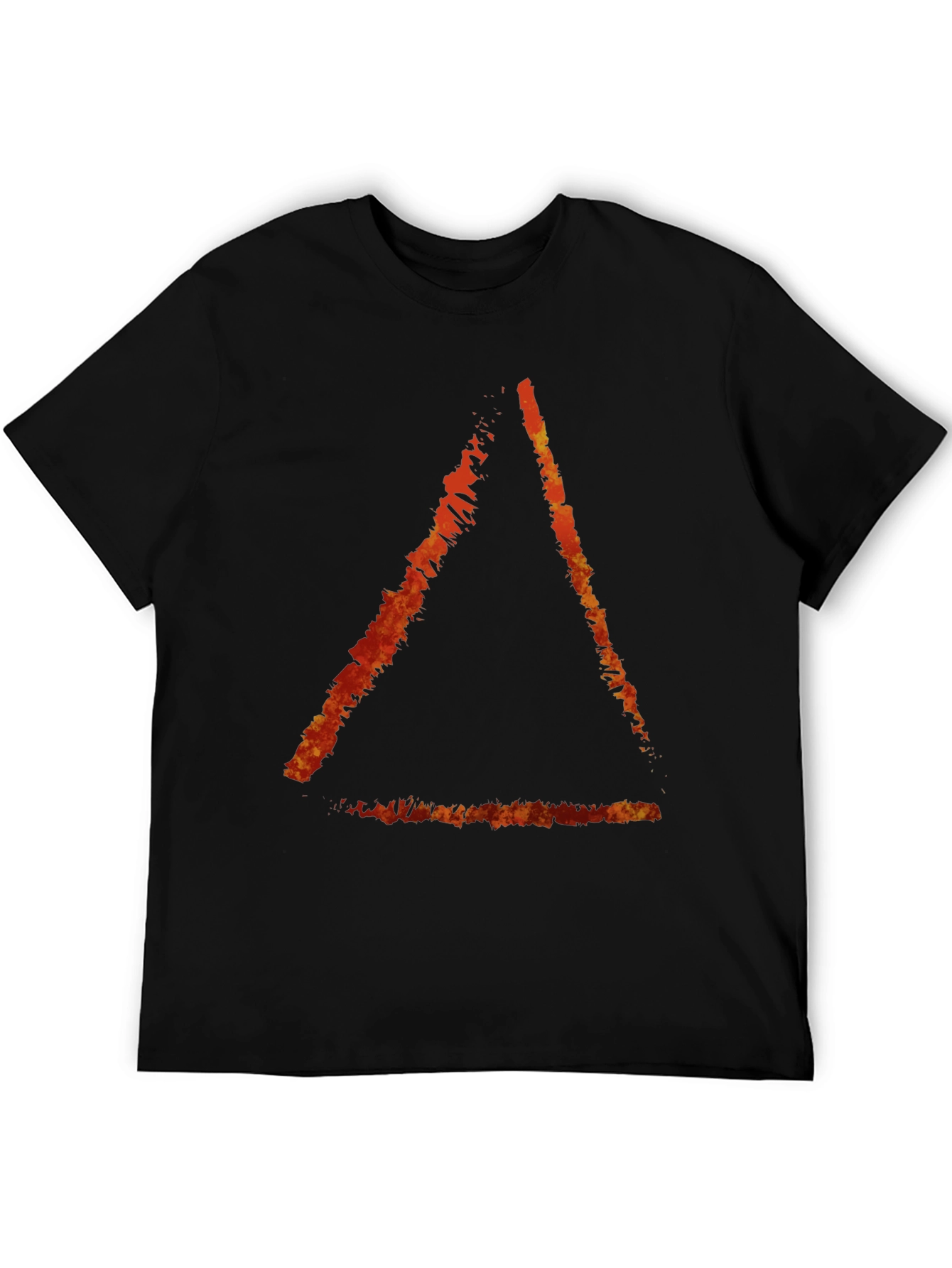 Fiery Triangle Graphic Black Tee - Stylish Casual Wear
