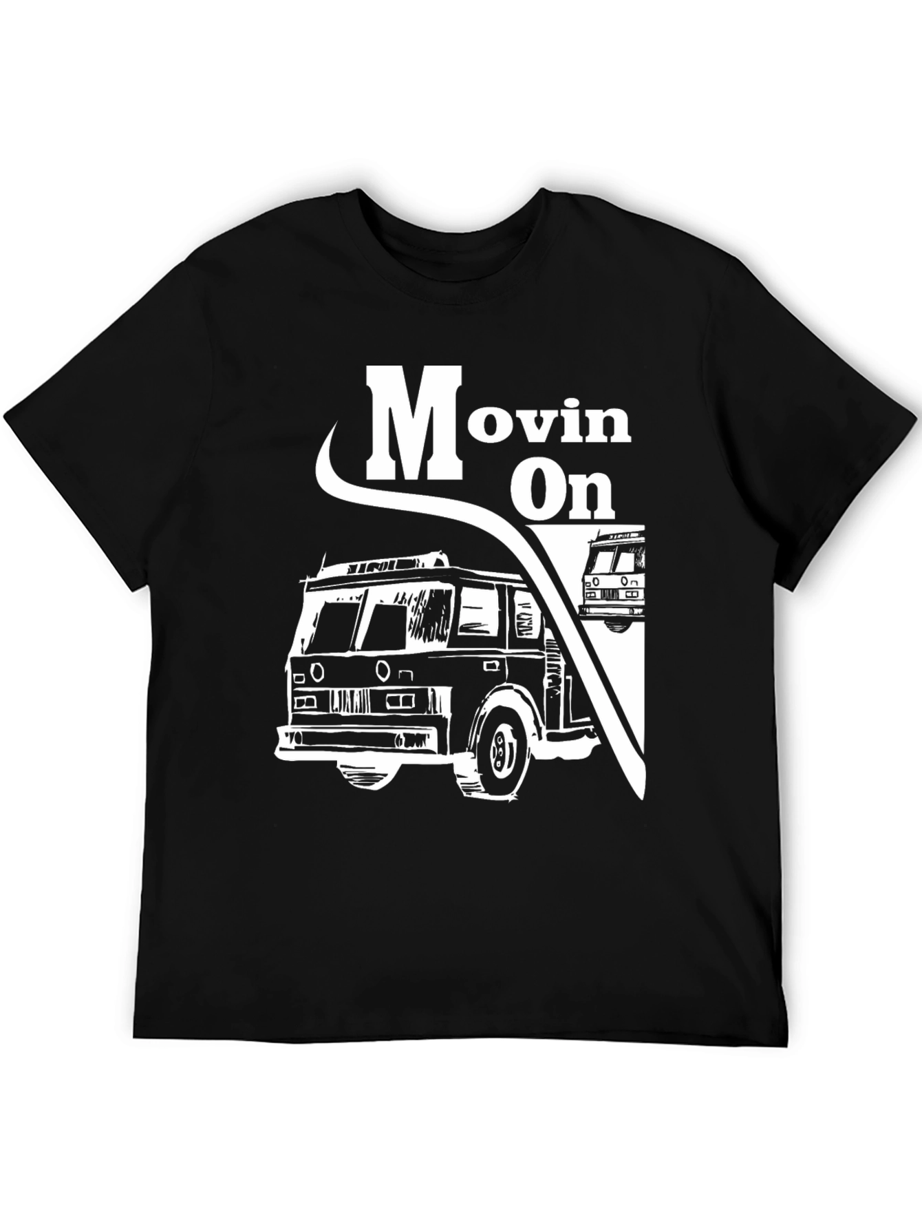 Moving On Fire Truck Graphic Tee - Black